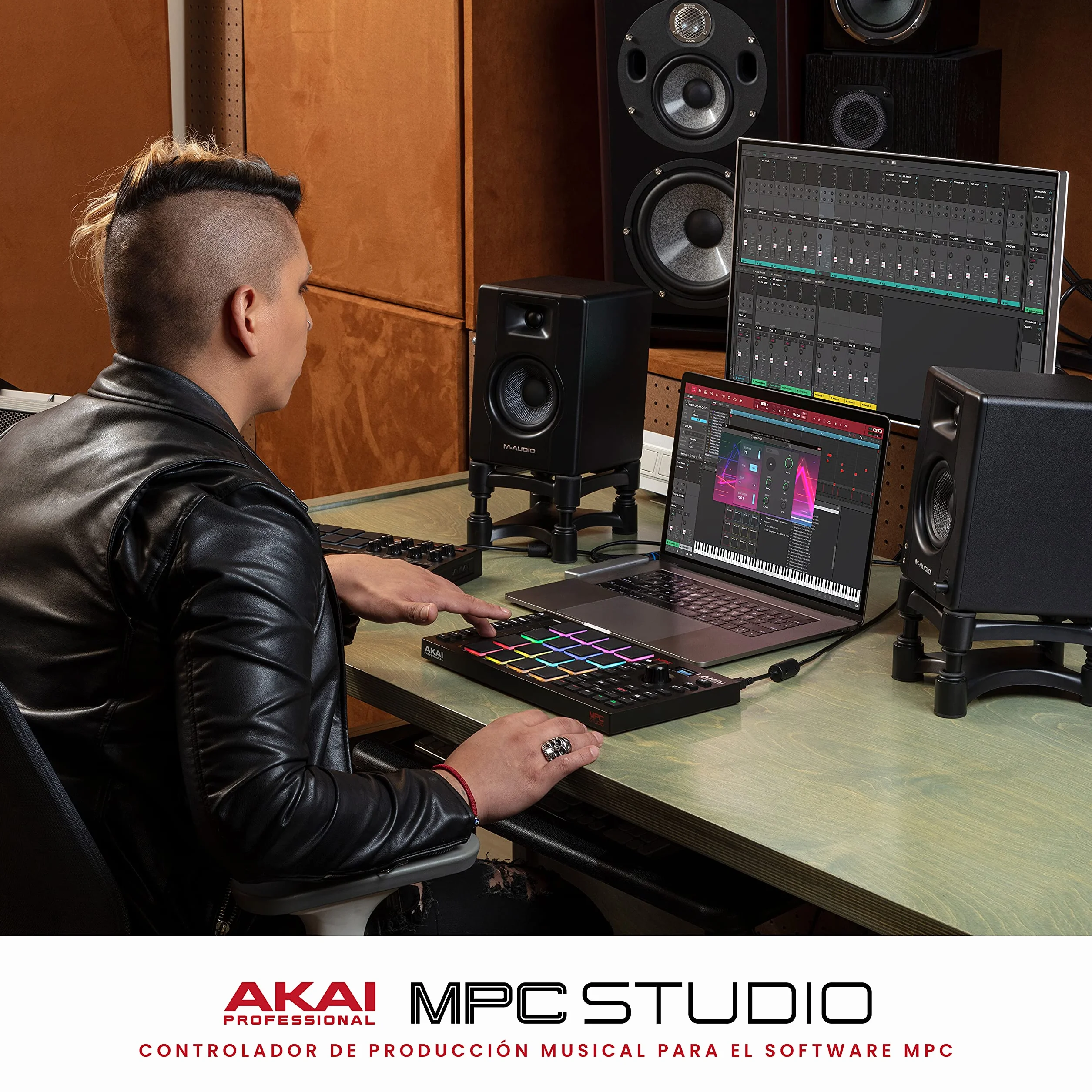 Akai Professional MPC Studio - Controlador MIDI Beat Maker con 16 pads RGB sensibles a la velocidad, software MPC, Touch Strip asignable y pantalla LCD