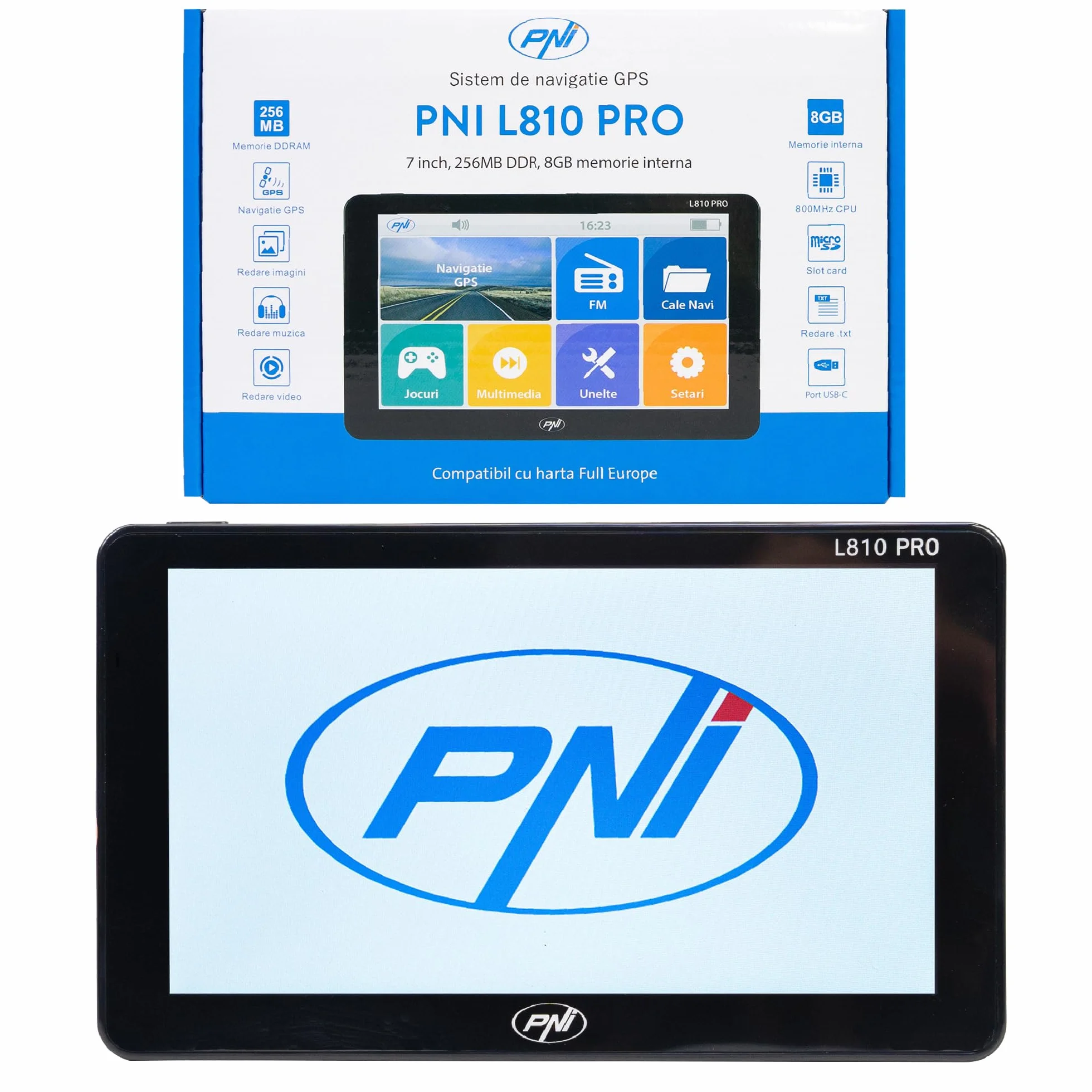 Sistema de navegación GPS PNI L810, 7 pulgadas, 800 MHz, 256M DDR, 8GB, transmisor FM, compatible con cualquier mapa, no hay mapa preinstalado