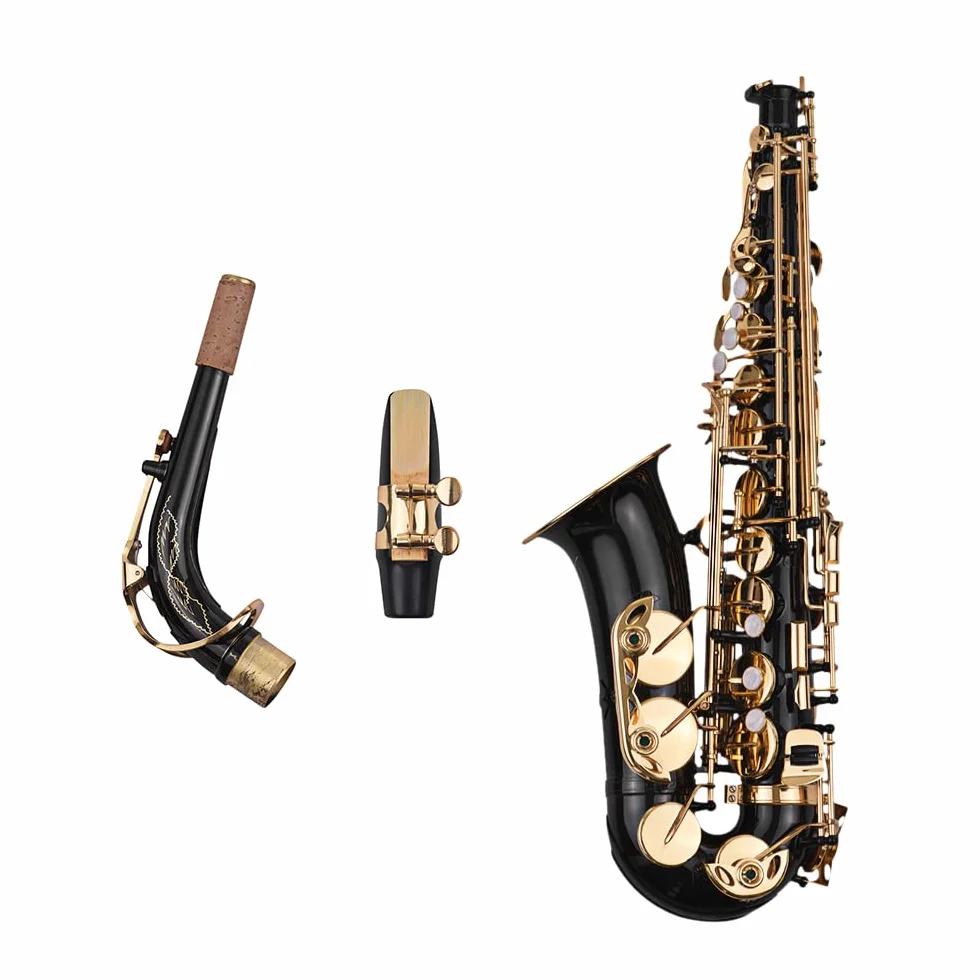 Saxofón Alto Mib de latón y llaves 82Z lacadas en dorado, con guantes acolchados, paño de limpieza, cepillo, correa de saxofón y cañas