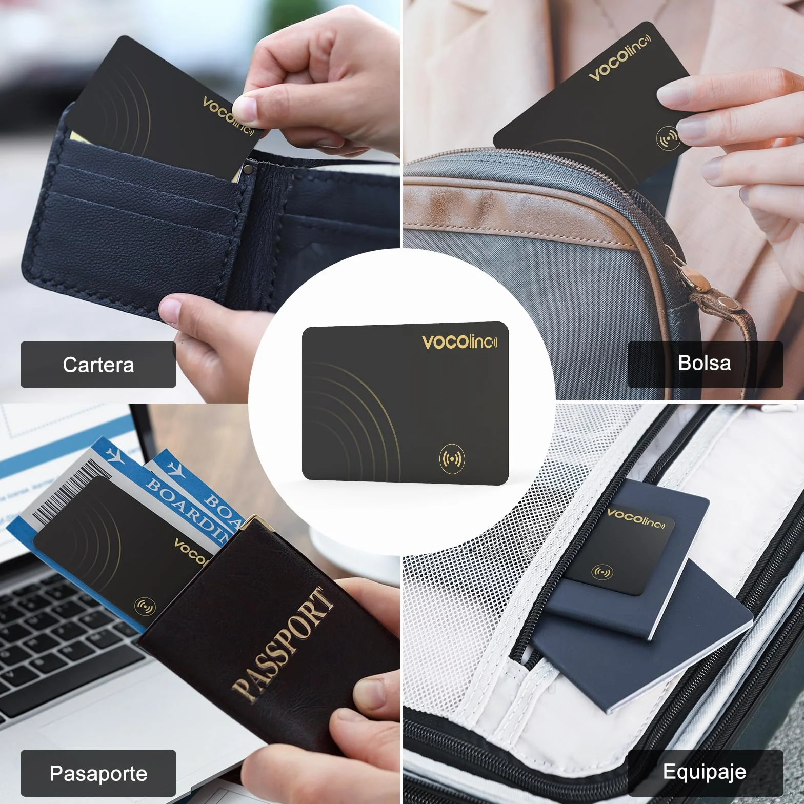 VOCOlinc Wallet Tracker Card Delgado 1.6mm, Smart Tracker Localizador Compatible con Apple Buscar App (Solo iOS, NO para Android), Buscador de Objetos para Cartera, Maletas, Pasaporte, Negro