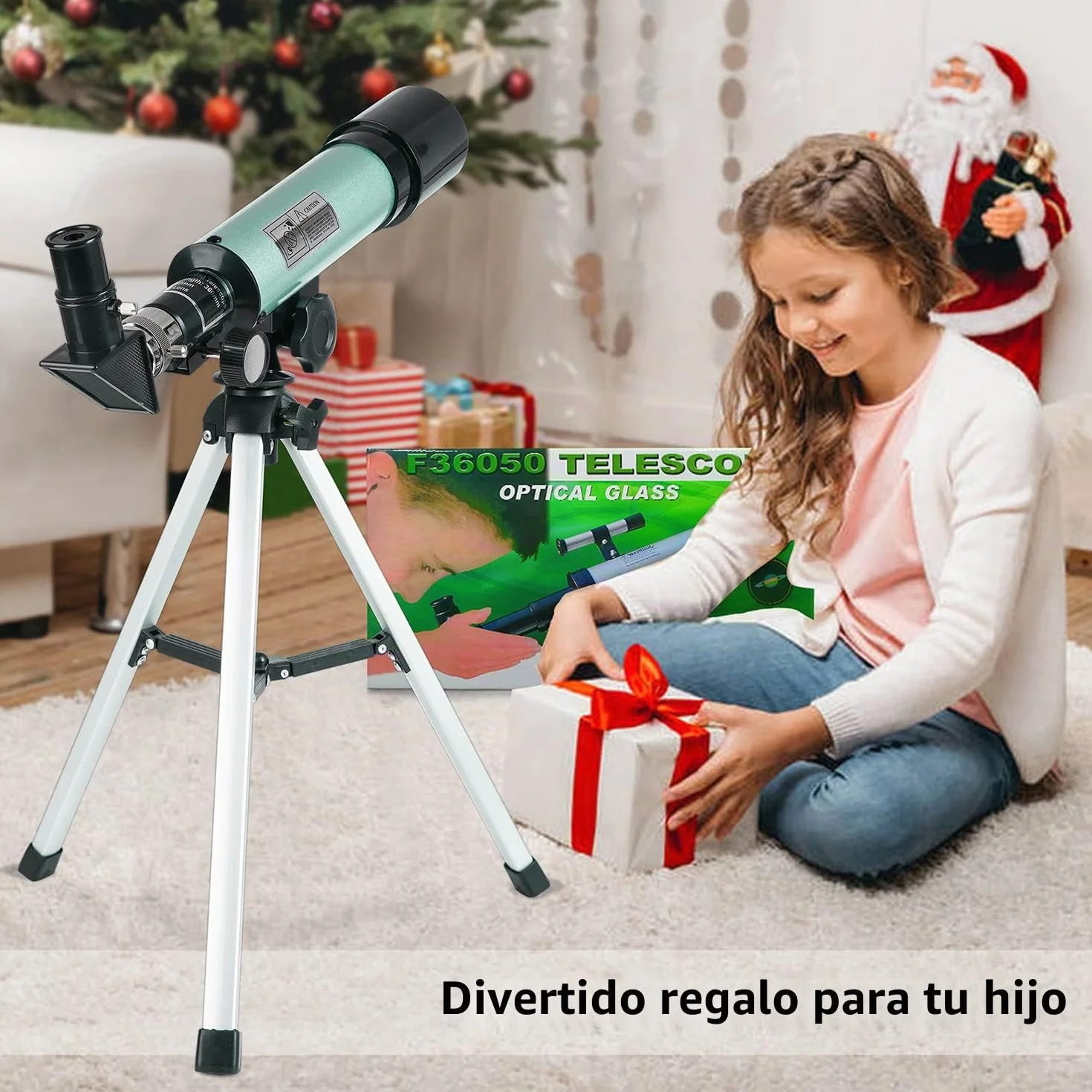 Telescopio Astronómico 360/50mm 90X Refractor con Trípode para Niños Adultos Observar Luna Aves