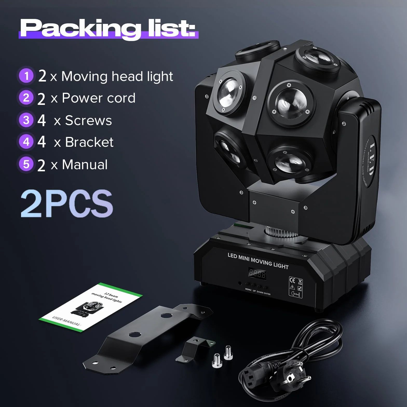 150W Cabeza Móvil RGBW 4 en 1 Luz de Foco Móvi 360° - Drehung DJ Luces DMX512 Led Strahler con tono de activación para iluminación de escenario Fiesta Disco Club Boda Beweglich Kopf Luces - 2 piezas