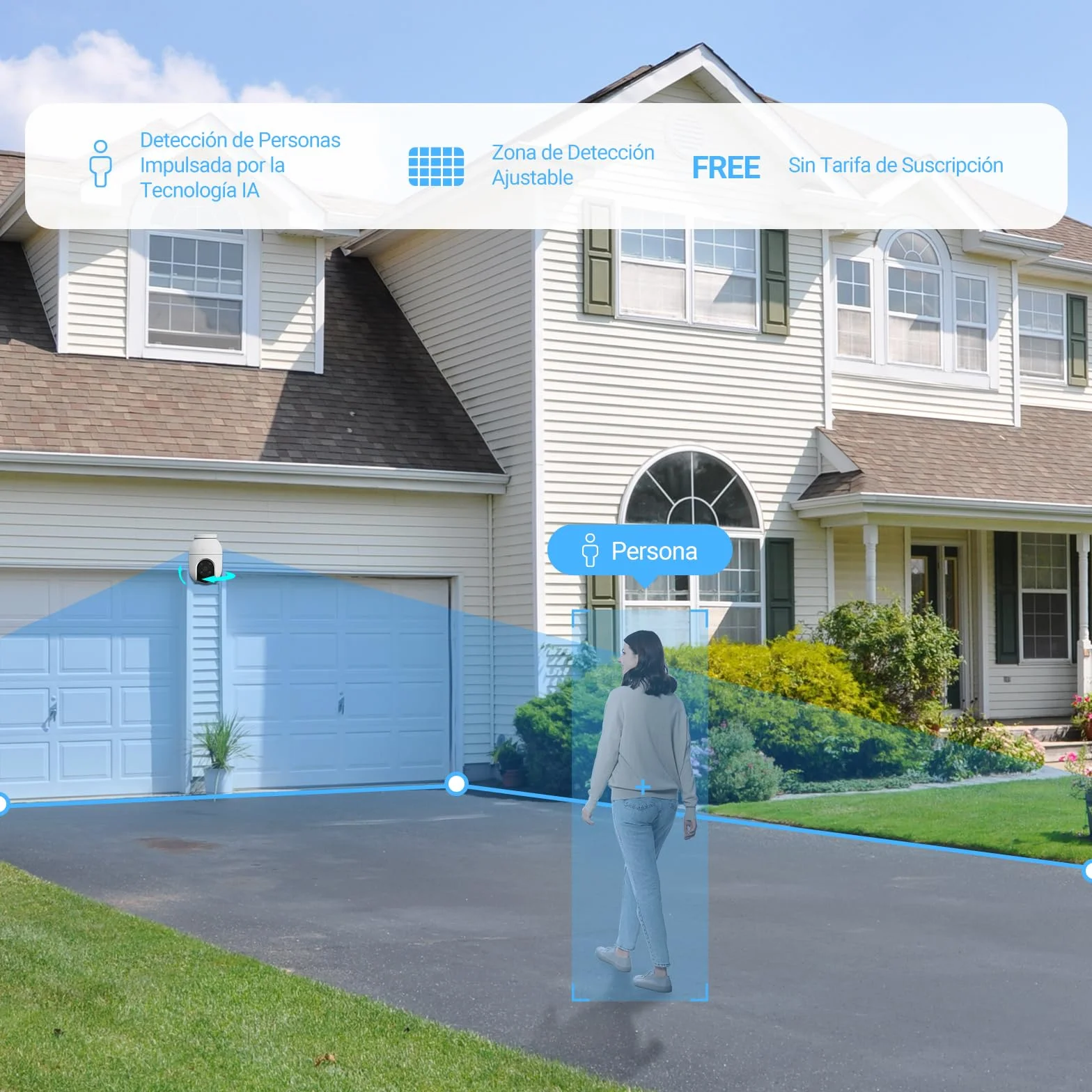 EZVIZ 2PCS Cámara Vigilancia WiFi Exterior 360°,1080P Cámara IP de Seguridad,Visión Nocturna en Color,IA Detección de Personas,Seguimiento Automático,Audio Bidireccional,Sirena, Alexa/Google,C8c 2MP