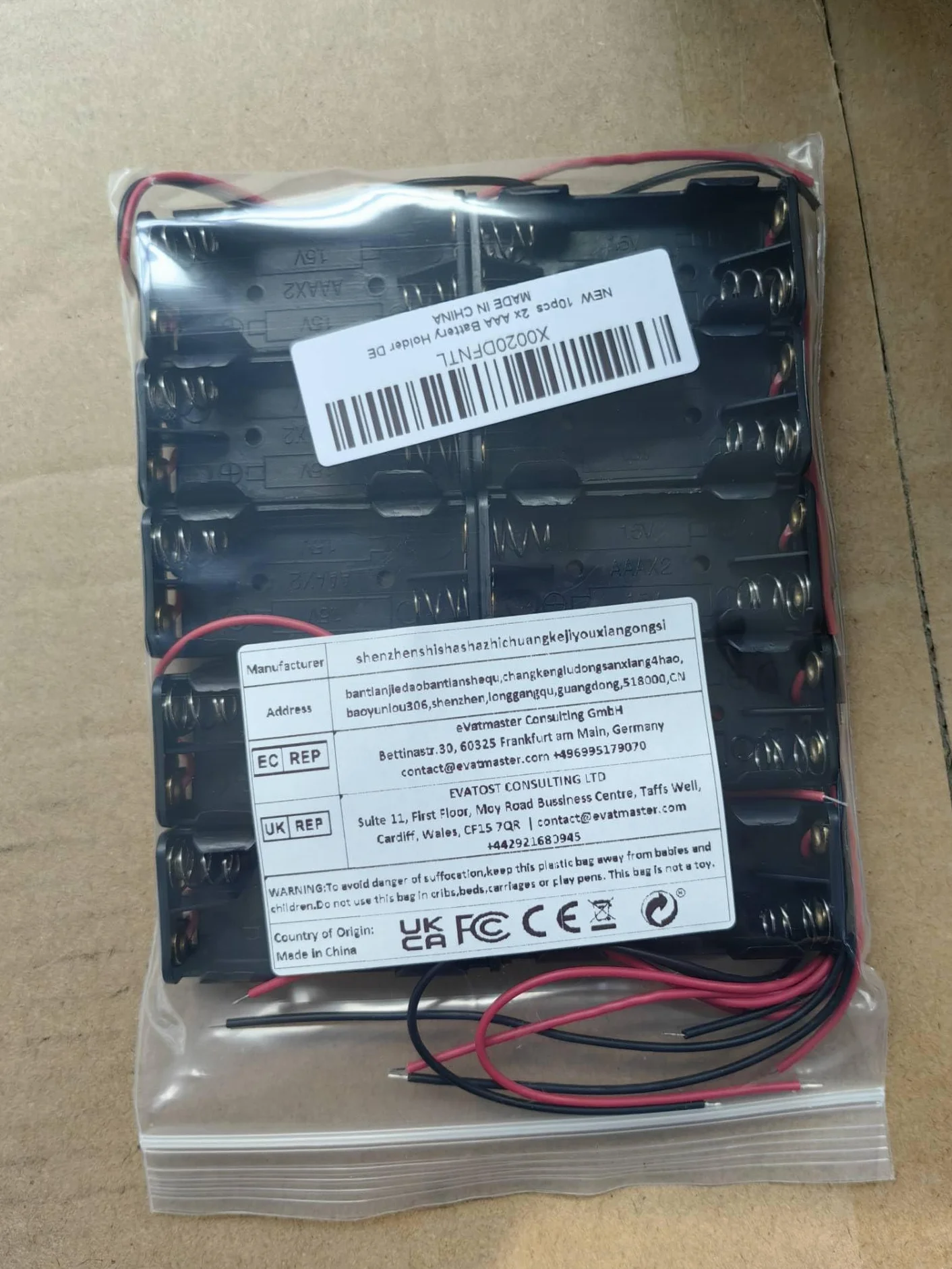 10 soportes de batería AAA con cables de 3 V, 2 x 1,5 V AAA, caja de almacenamiento, organizador de contenedores, adaptador y comprobador