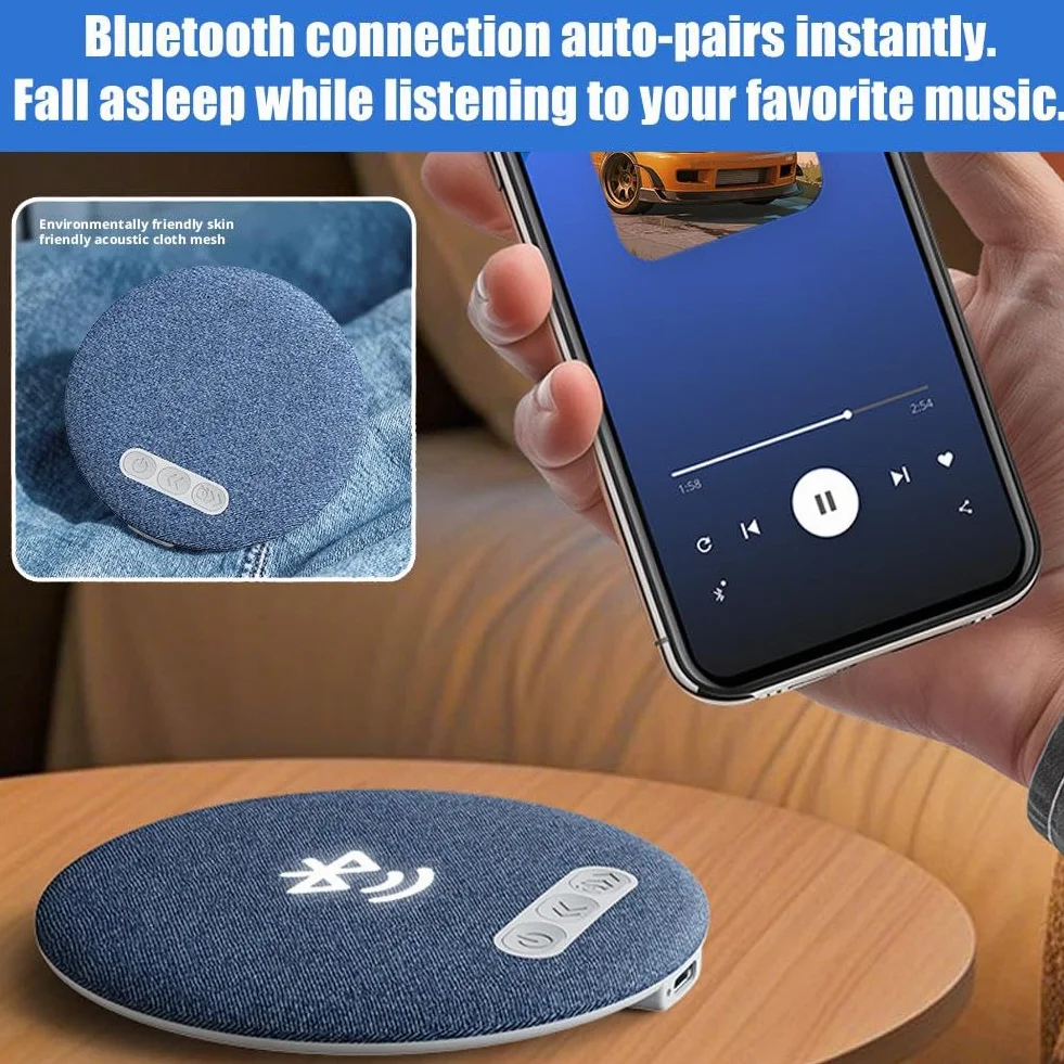 Altavoz inalámbrico para dormir debajo de la almohada, ruido blanco, temporizador