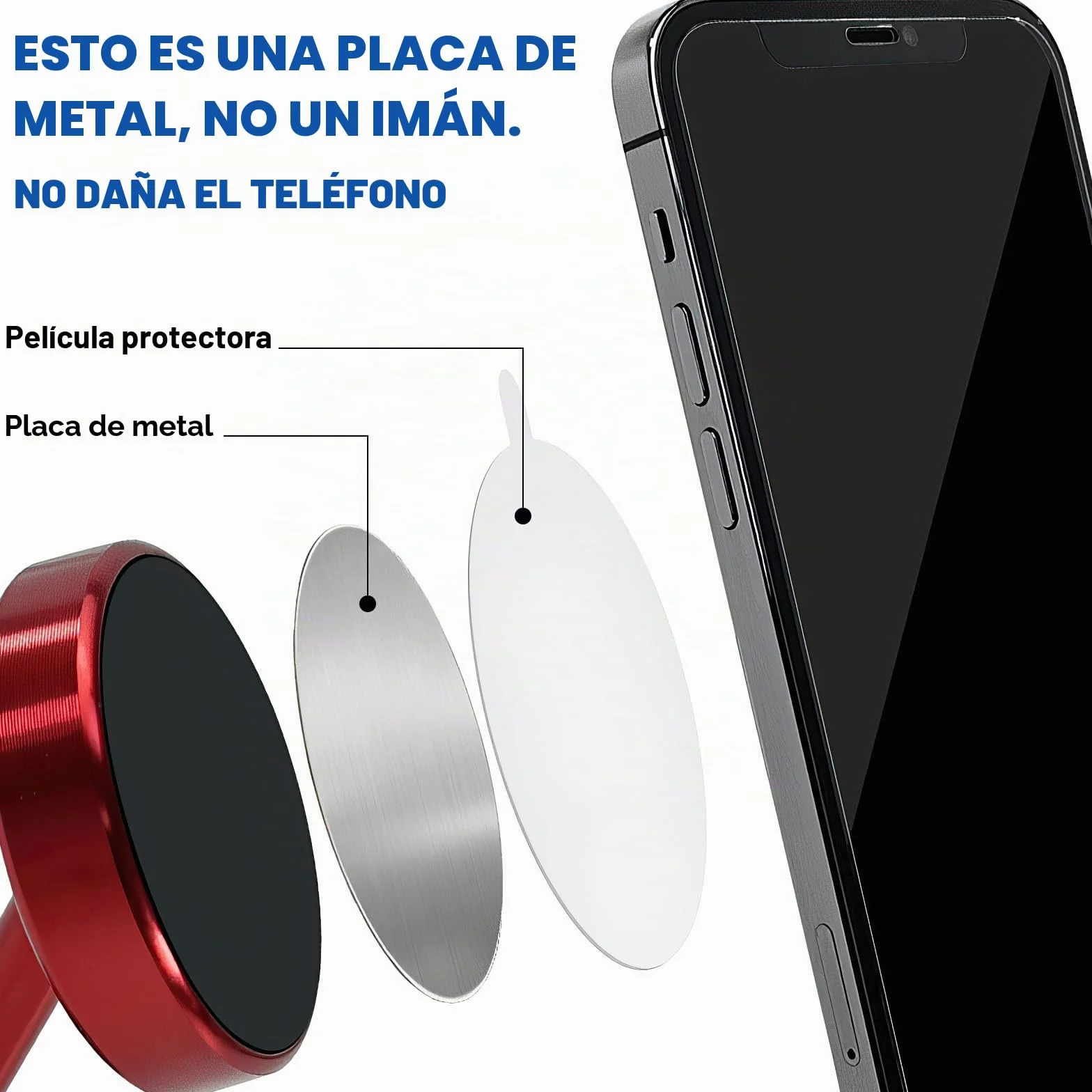 Wukong 8 Placas de Metal Autoadhesivas 40 mm para Imanes de Coche Soporte Teléfono Móvil