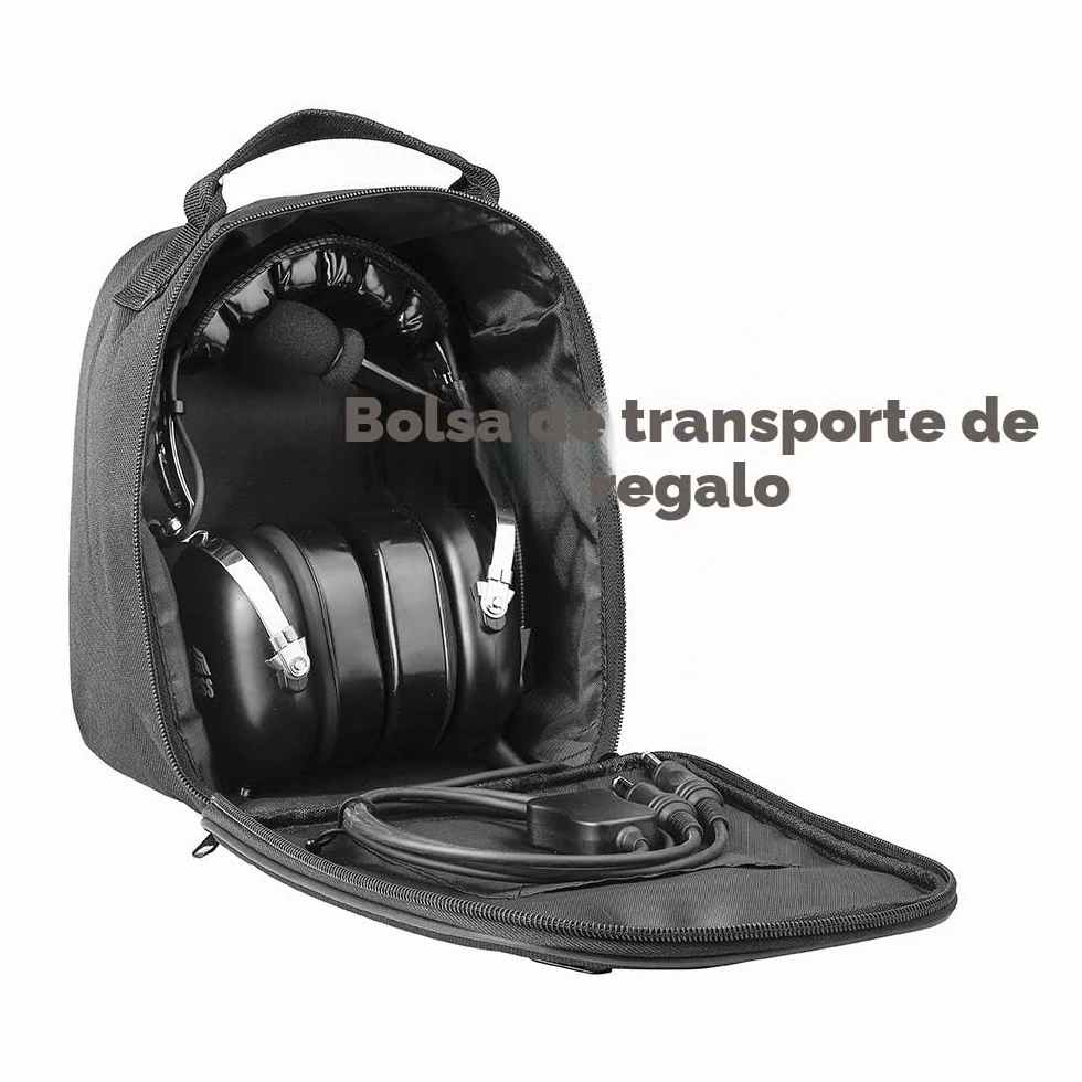 PNR Aviation Casco de Aviación para Pilotos con Reducción Pasiva de Ruido y Funda de Transporte