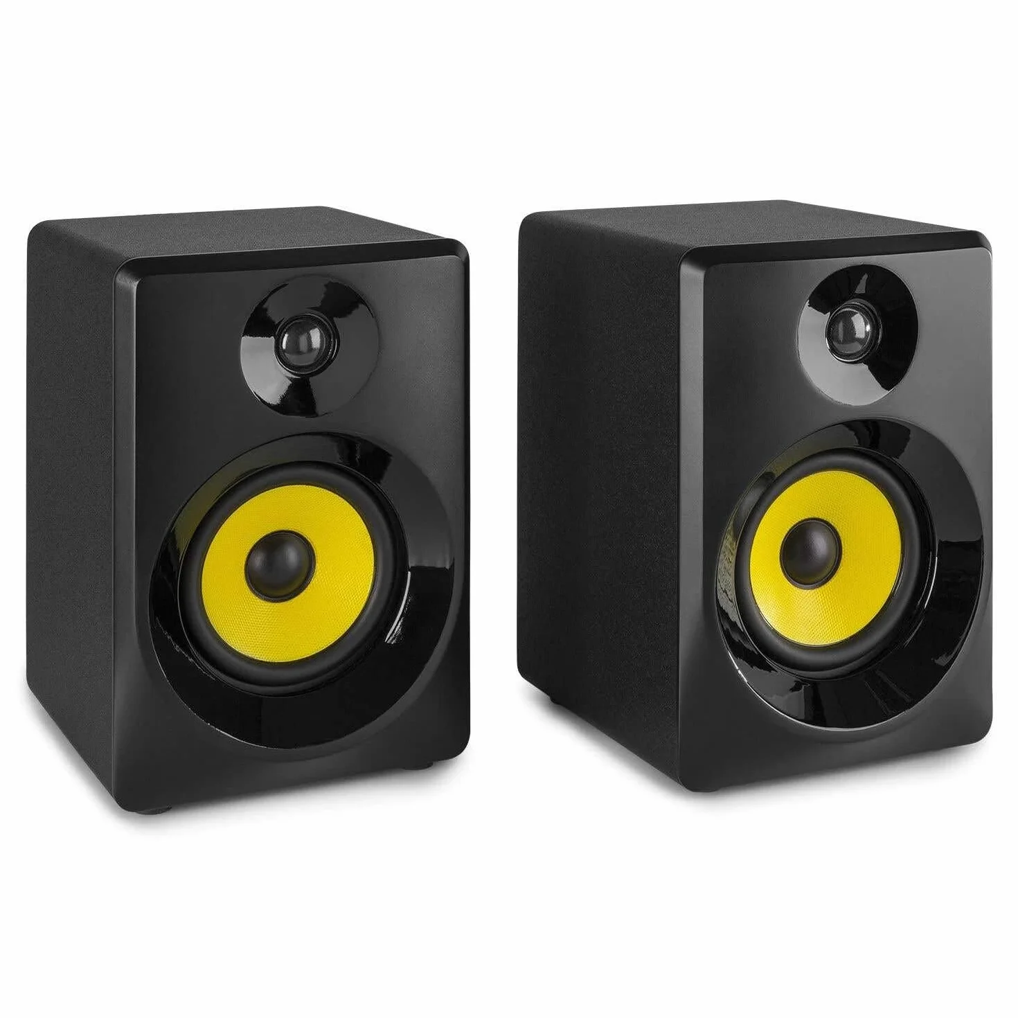Vonyx SMN40B monitores Estudio Activos 100W con Soportes SMS10, Control Graves/Agudos, Amplificador Integrado, Altura Ajustable, Set Ideal para DJs y producción Musical