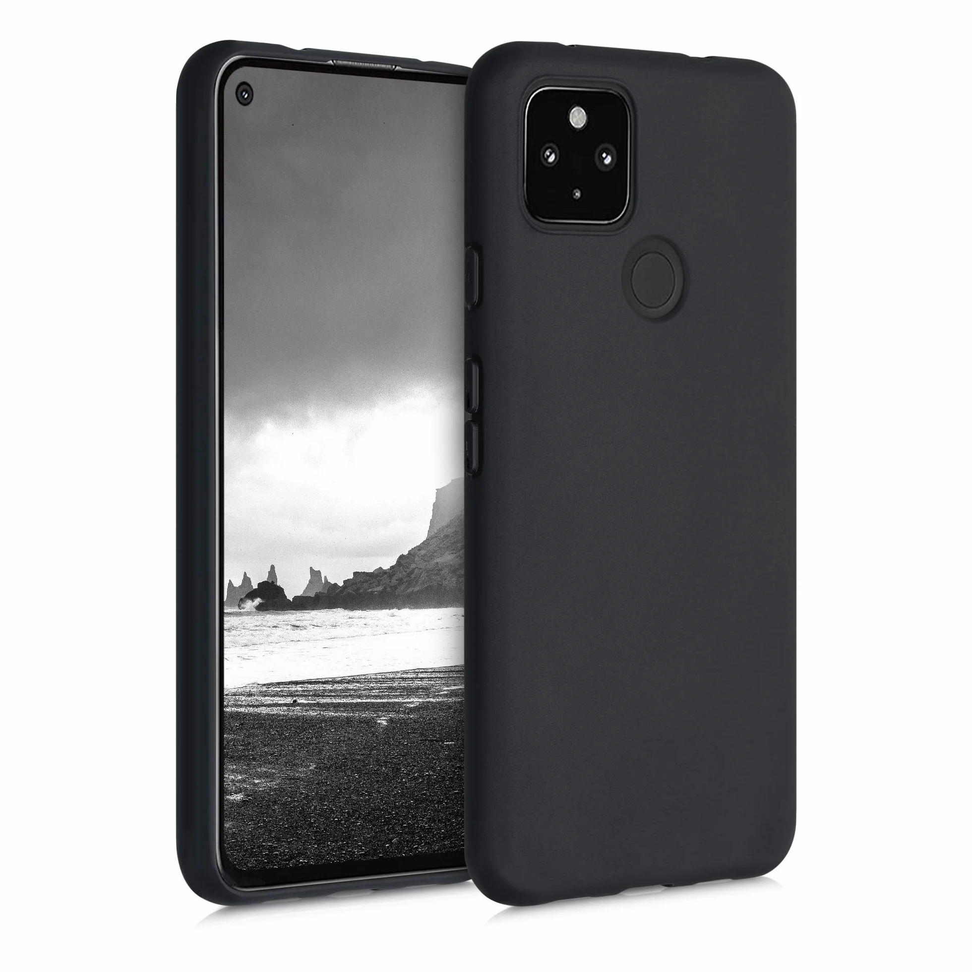 kwmobile Funda Google Pixel 4a 5G Carcasa TPU Silicona Bordes elevados Negro