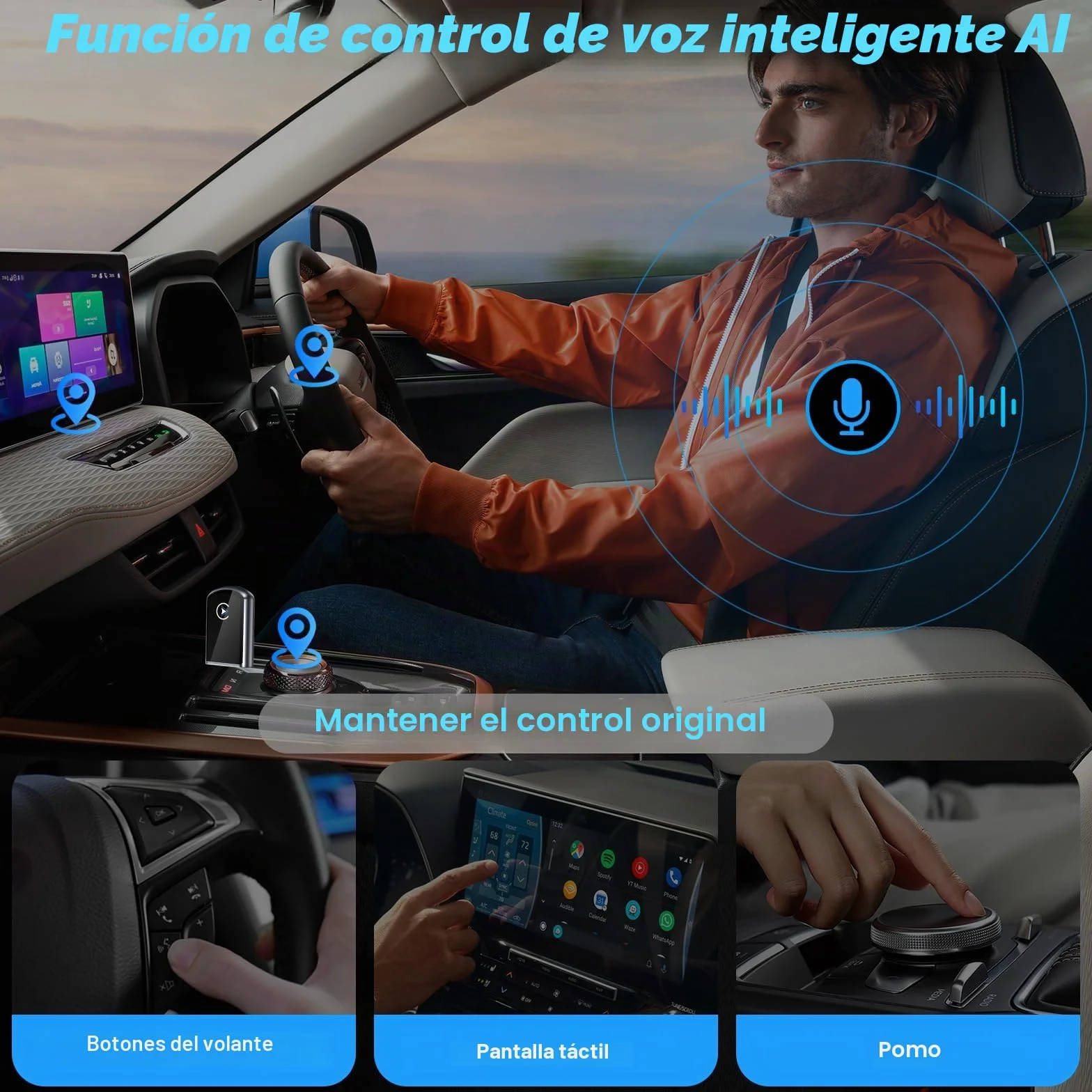 Adaptador CarPlay Inalámbrico, USB C/A Plug and Play, 2025 Upgrade CarPlay Dongle Convierte Cable a Inalámbrico para iPhone, Compatible con Apple iPhone iOS 10+, para Coches con CarPlay