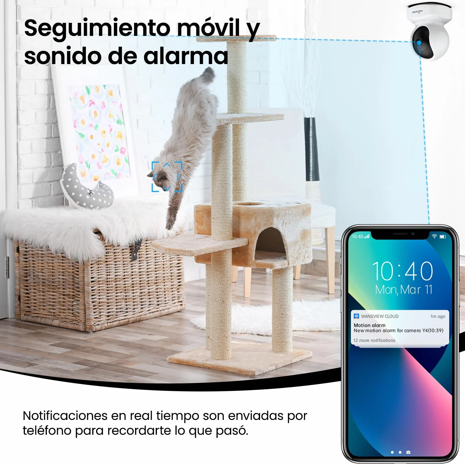 wansview 2K Camara Vigilancia WiFi Interior - 2Pack Camaras Vigilancia Domicilio WiFi 360° para Perros, Seguimiento del Movimiento, Detección de Humano, Grabación Continua, Audio Bidireccional