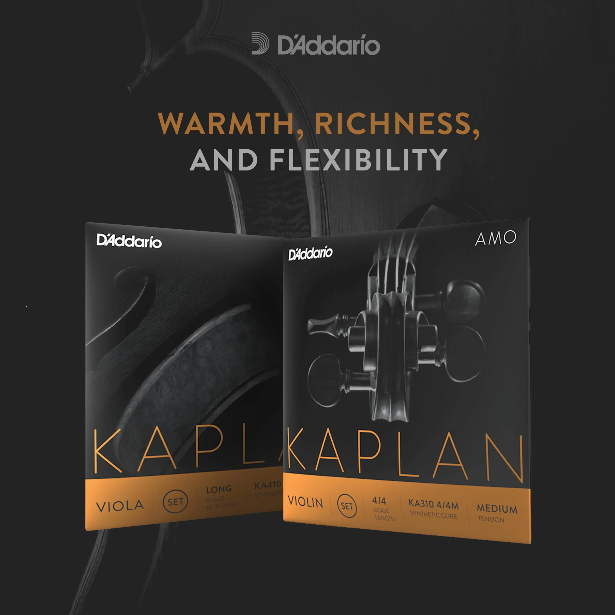 D'Addario Kaplan Amo Viola String Set, Medium Scale, Medium Tension