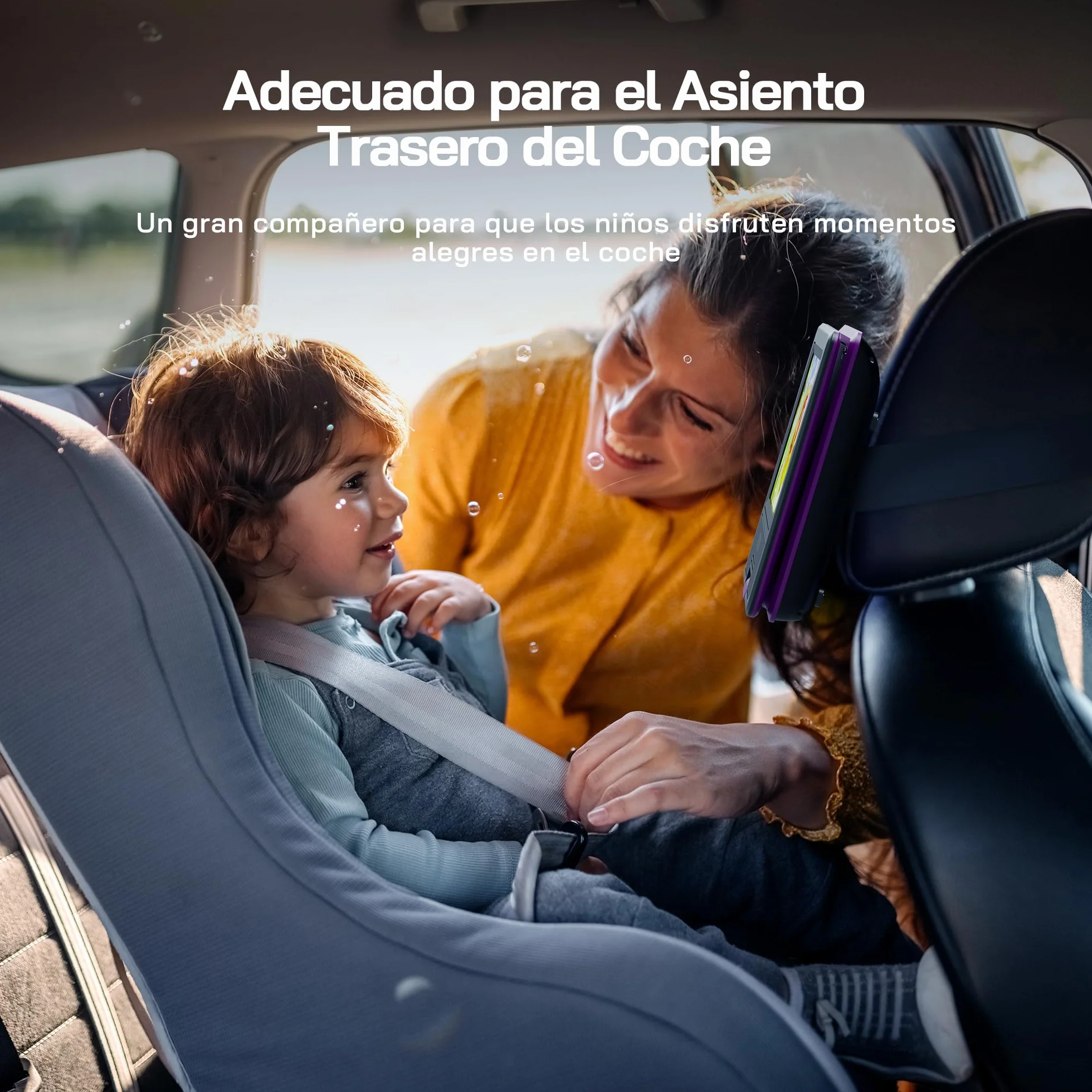 WOLFANG Reproductor DVD Portátil 9,5 Pulgadas Niños Coche Pantalla HD Giratoria 7,5 Pulgadas Altavoces Estéreo 6h Autonomía Púrpura
