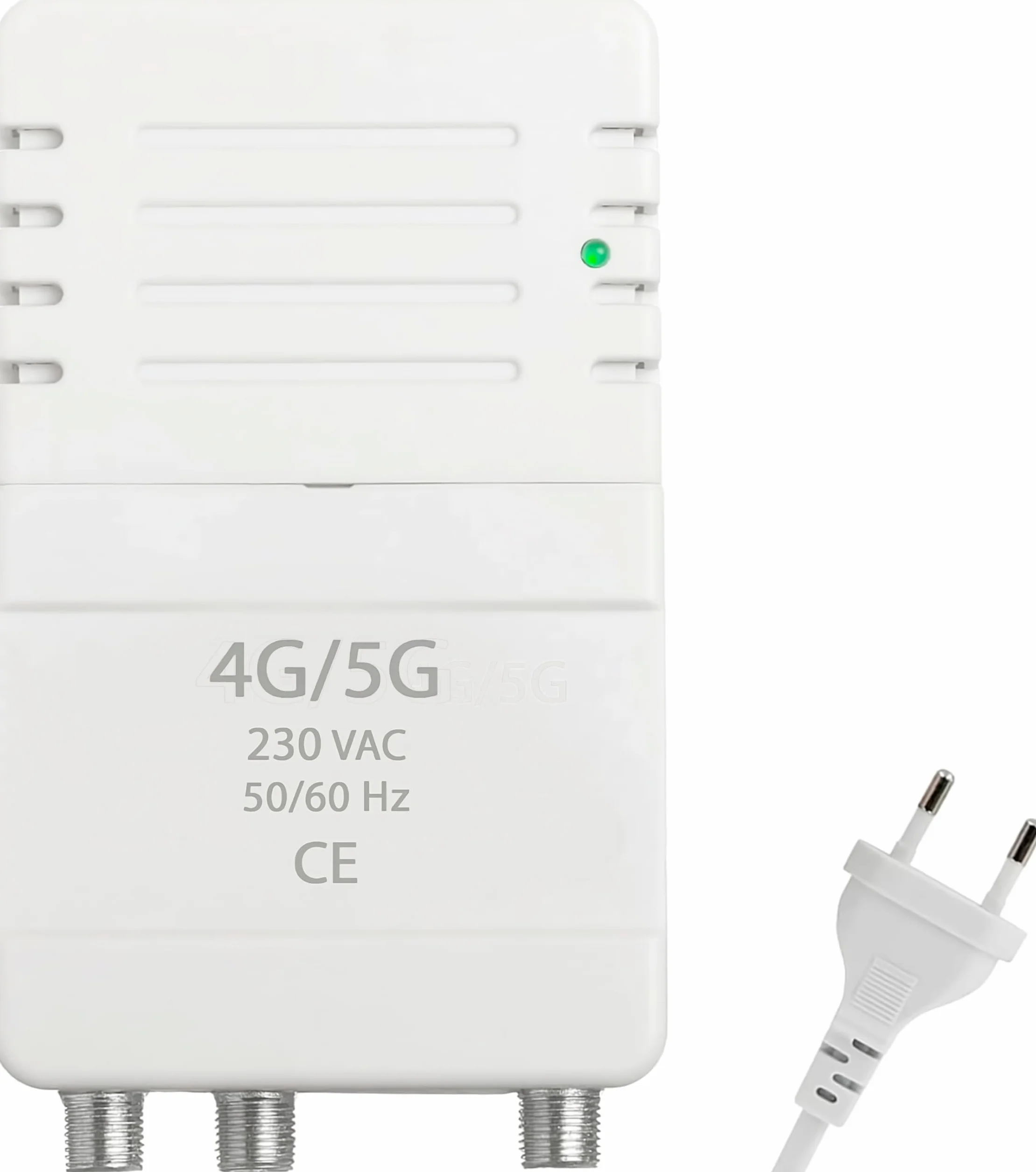 CABLEPELADO - Amplificador Interior de Vivienda UHF/VHF, 12-24db Ajustable, 104dBmV, para Digitale Terrestre DVB-T/T2, con Filtro 5G LTE, 1 Entrada, 2 Salidas