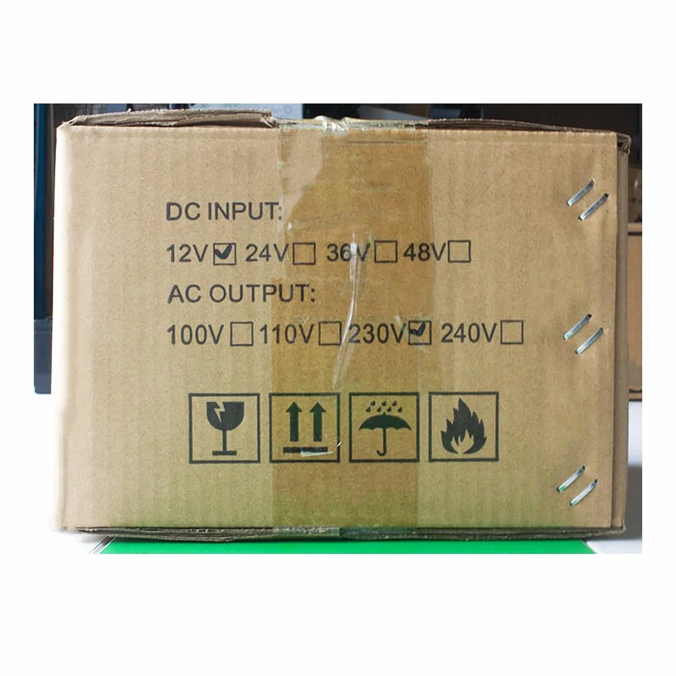 1000W/2000W Inversor 12v 220v Onda Pura con Mando a Distancia, 2 Tomas UE, 2 Puertos USB + Tipo-C, para electrodomésticos, caravanas, Camping Conversor de Voltaje.