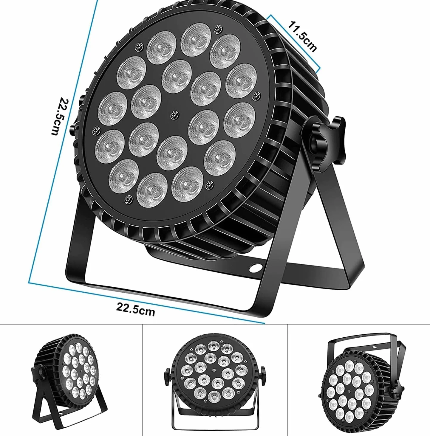 2PCS 200W 18 LED Foco Led Par de Faros Par de Luz RGBW+DMX8CH Strobe Sound Modo Activo LED Luces de Escenario Foco de Discoteca Luz de Fiesta Para Bodas/Fiestas/Iglesia/Club/DJ en Vivo Show