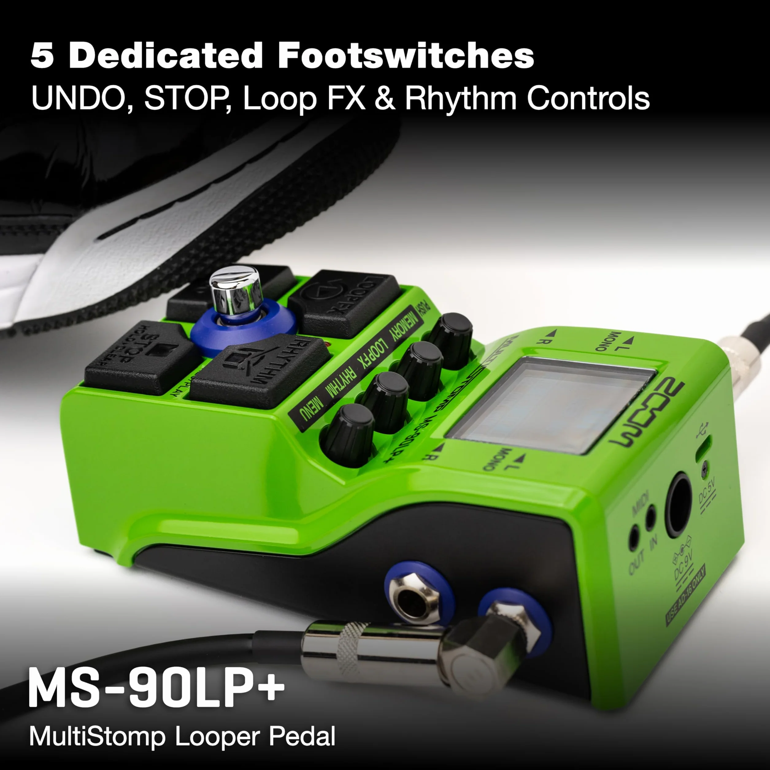 Zoom - MS-90LP+ pedal looper estéreo para guitarra, bajo y teclados - 100 bucles 90 min por bucle máx. 13 horas de grabación 32-bit float capas, efectos y patrones rítmicos, verde