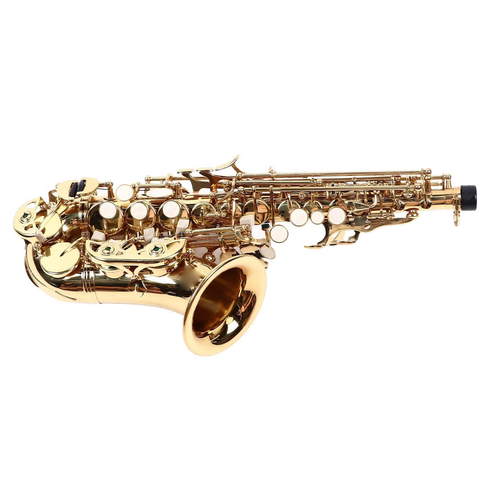 Generic Saxofón, Saxo de Soprano en Latón Portátil Fácil de Reproducir Aplicación de Sonido para la Música para la Música (Gold)