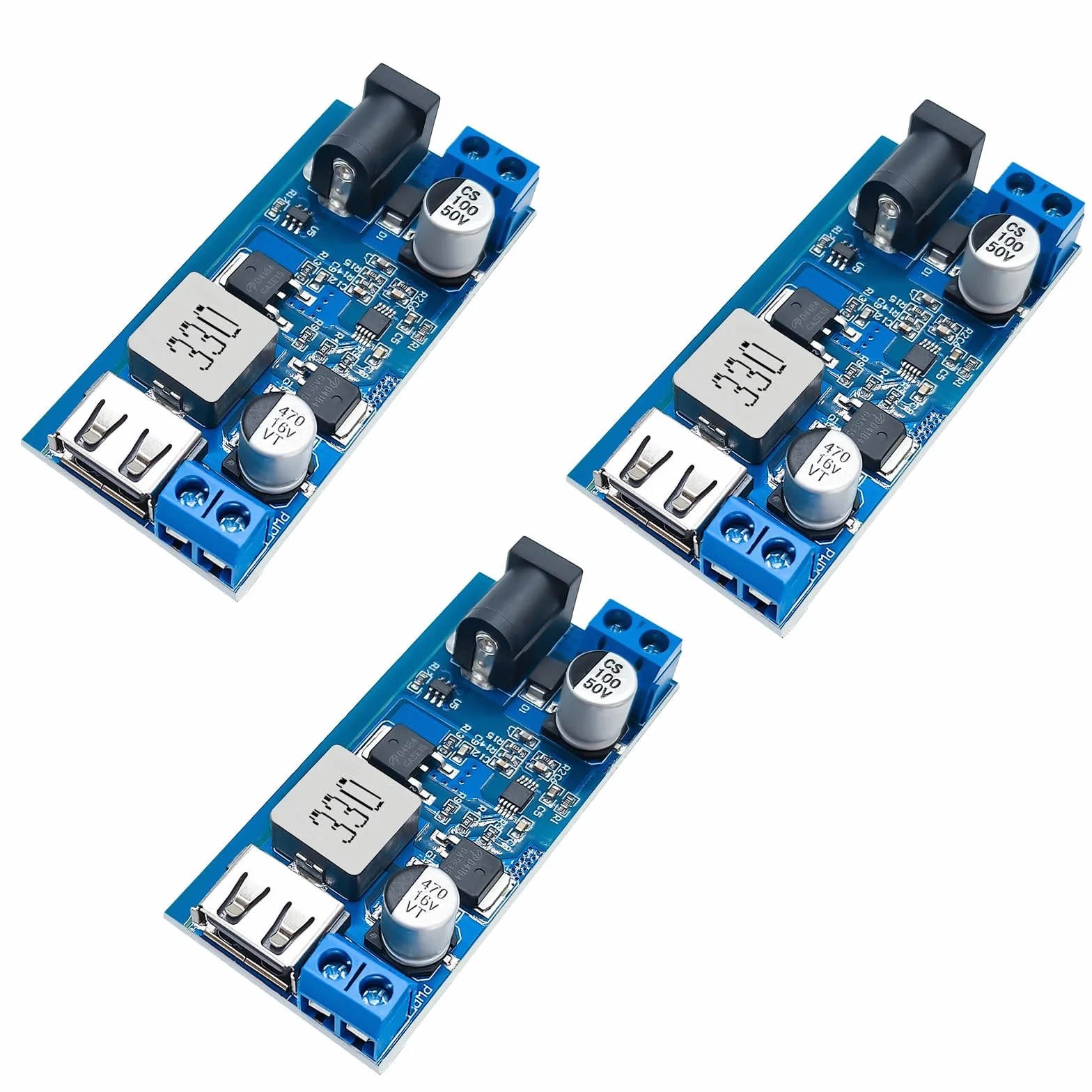 3 unidades DC-DC 24V/12V a 5V 5A Step Down Converter,Step Down Power Supply Buck Converter,Spannwandler 12v 5v,Abwärtswandlermodul mit Fast Charge Recognition Chip Kompatibel mit Arduino