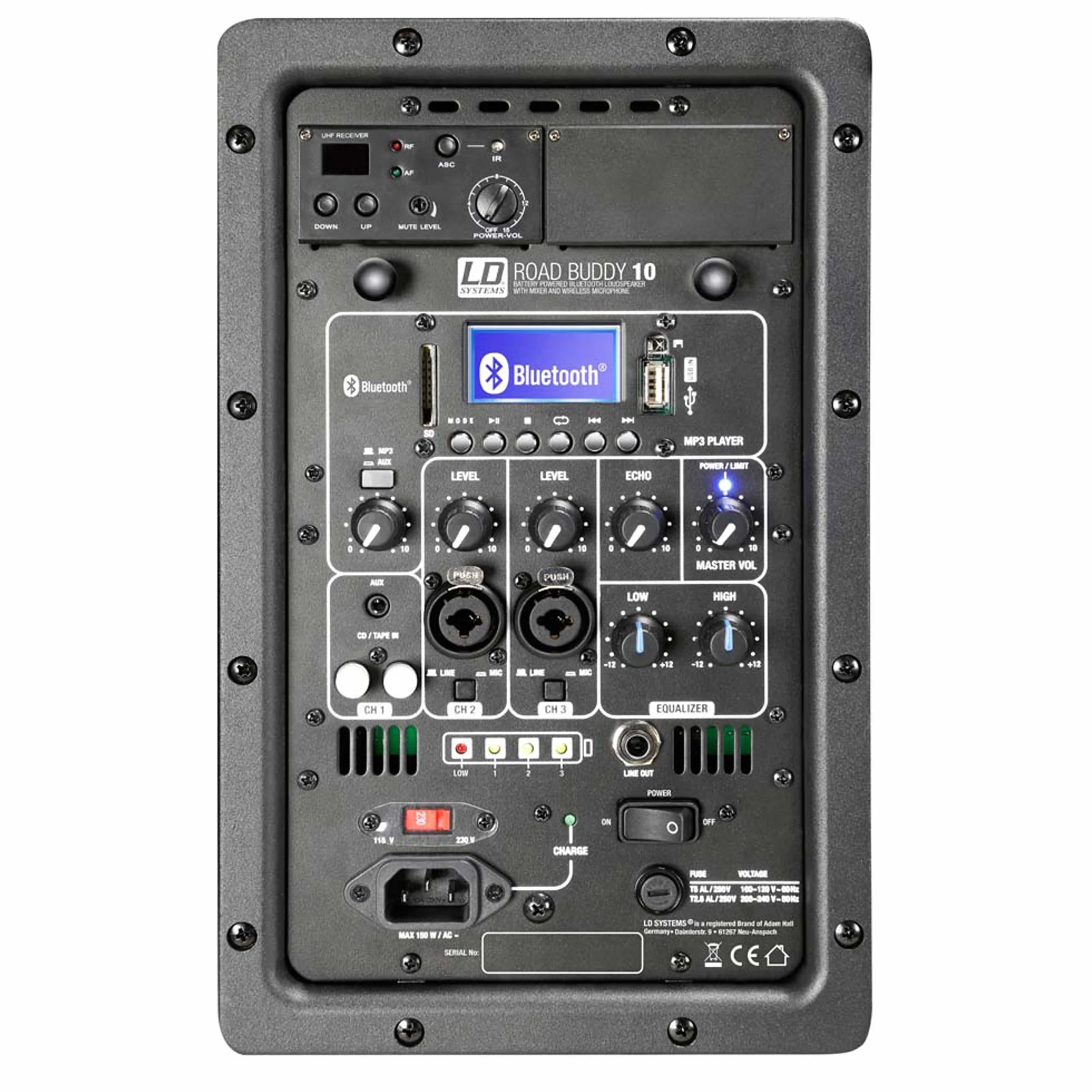 LD Systems ROADBUDDY 10 - Altavoz Bluetooth alimentado por batería, con mezclador y micrófono inalámbrico