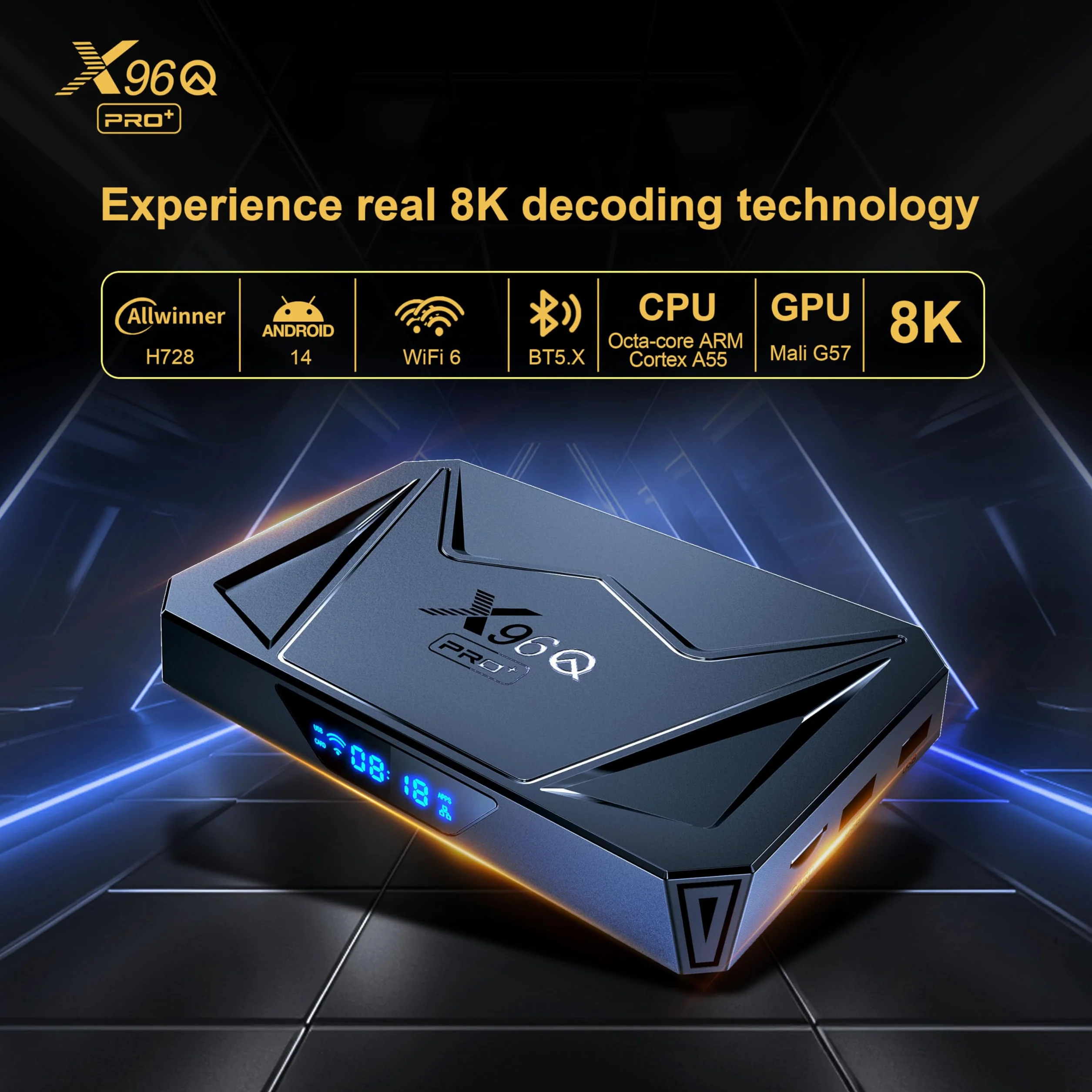 Android 14.0 TV Box 4K Allwinner H728 2+16GB WiFi 5.8G BT5.0 USB3.0
