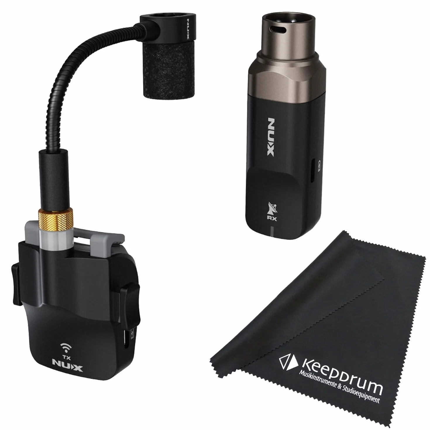 Nux B6 - Sistema de micrófono inalámbrico para saxofón (incluye gamuza limpiadora)