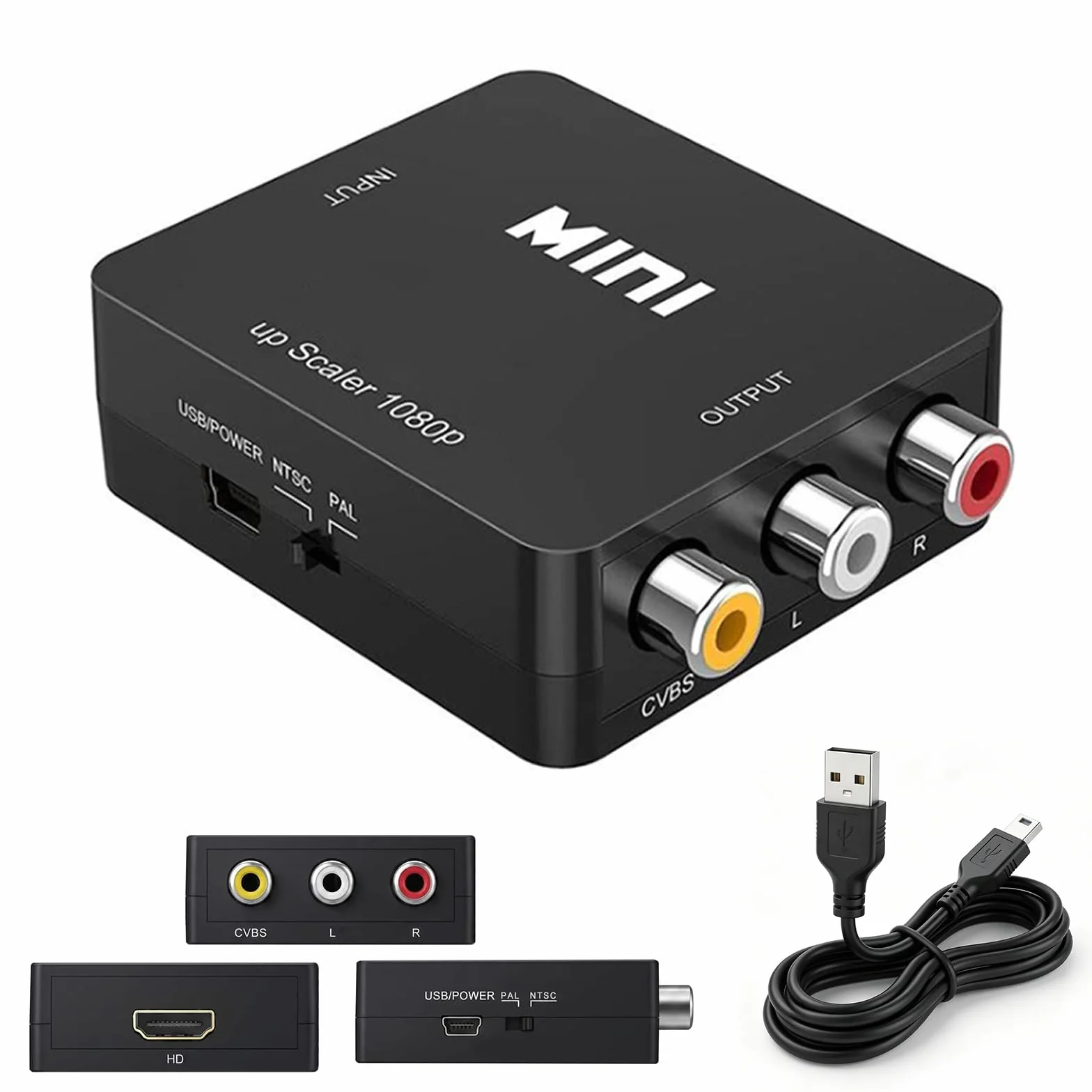 Convertidor HDMI a RCA, Adaptador HDMI a AV de Audio y Video, Soporte 1080P, Adaptador Euroconector para DVD STB PS2 PS3 PS4 TV Gamecube VHS Camara Laptop VCR Proyector