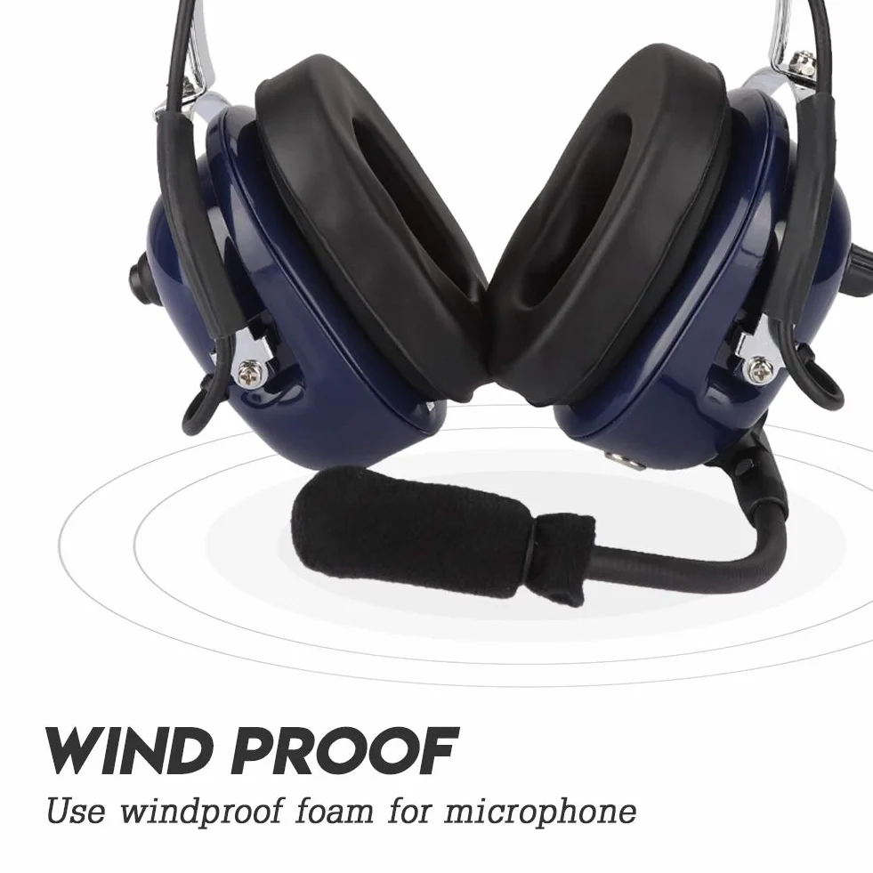 ASHATA Auriculares de aviación general de 3,5 mm, auriculares piloto de doble enchufe, auriculares de reducción de ruido para pilotos