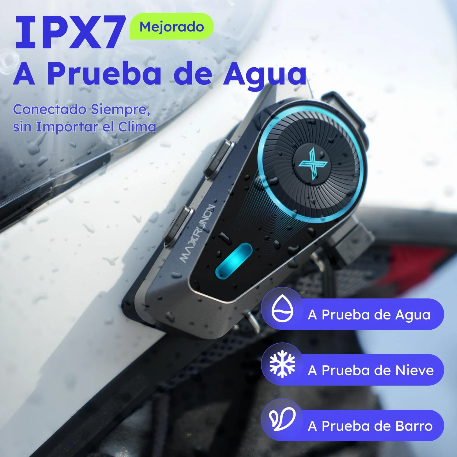 Intercomunicador Casco Moto Bluetooth 5.4, 4 Motociclistas, Cancelación de Ruido, IPX7, 2 Pack