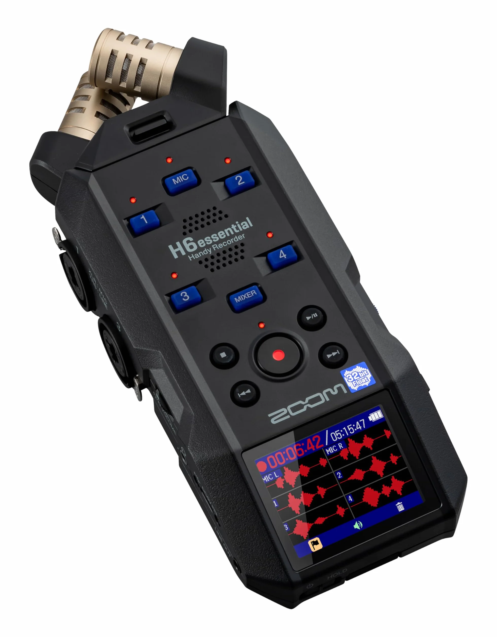 Zoom H6essential a 32-bit con Coma Flotante, accesibilidad, 6 Pistas, micros estéreo, 4 entradas XLR/TRS, Interface de Audio, para músicos, podcasters y cineastas