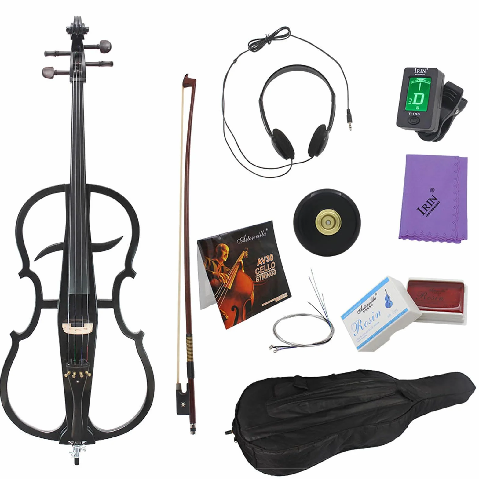 Violonchelo Electrico, Madera Maciza Violonchelo ElectróNico 4/4 Instrumento Musical, TamañO Completo Hecho A Mano Kit De Violonchelo EléCtrico Silencioso