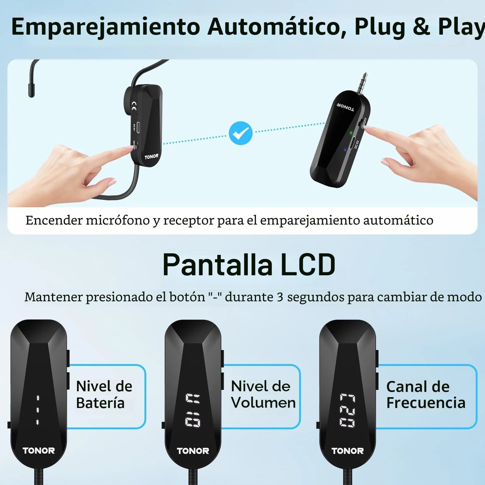 TONOR Microfono Inalambrico Diadema, UHF Wireless Micrófono de Mano y para la Cabeza 2 en 1, 20 Canales,6.5H Autonomia, Amplificador de Voz Portatil para Fitness/Conferencias/Guía Turístico/Profesores
