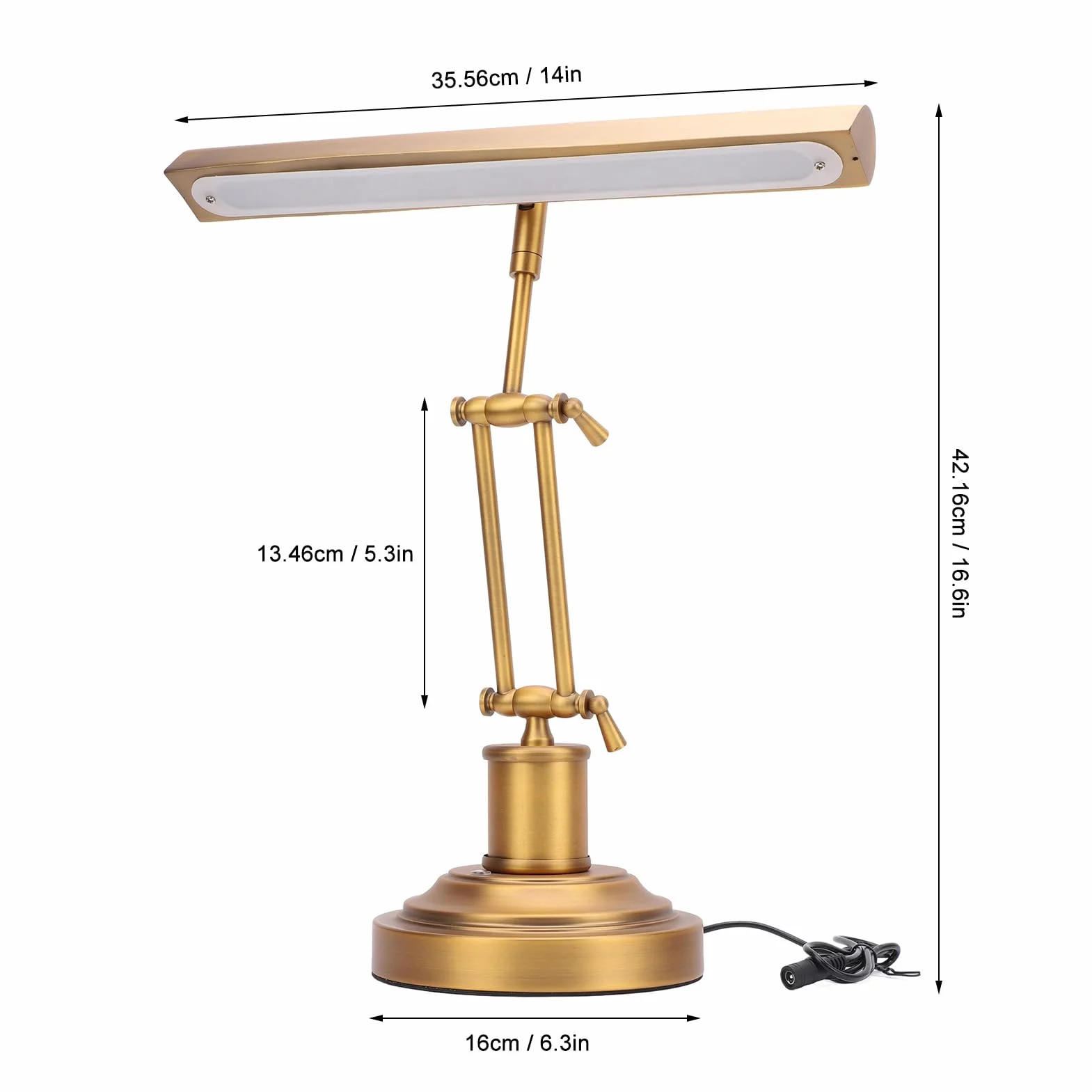Dpofirs Lámpara de Piano Inclinada Retro, Cuidado de los Ojos con Luz de Piano de 12 W con Brazo Doble, 3000 K a 6000 K, Luz de Atril 85 CRI para Pianos (Enchufe de la UE)