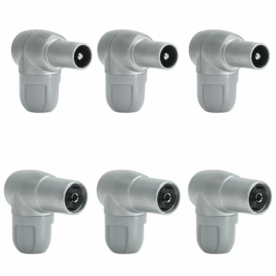 TELEVÉS Conectores CEI acodado blindado coaxial 6,9mm Pack 3 Macho + 3 Hembra Modelo 4130 4131