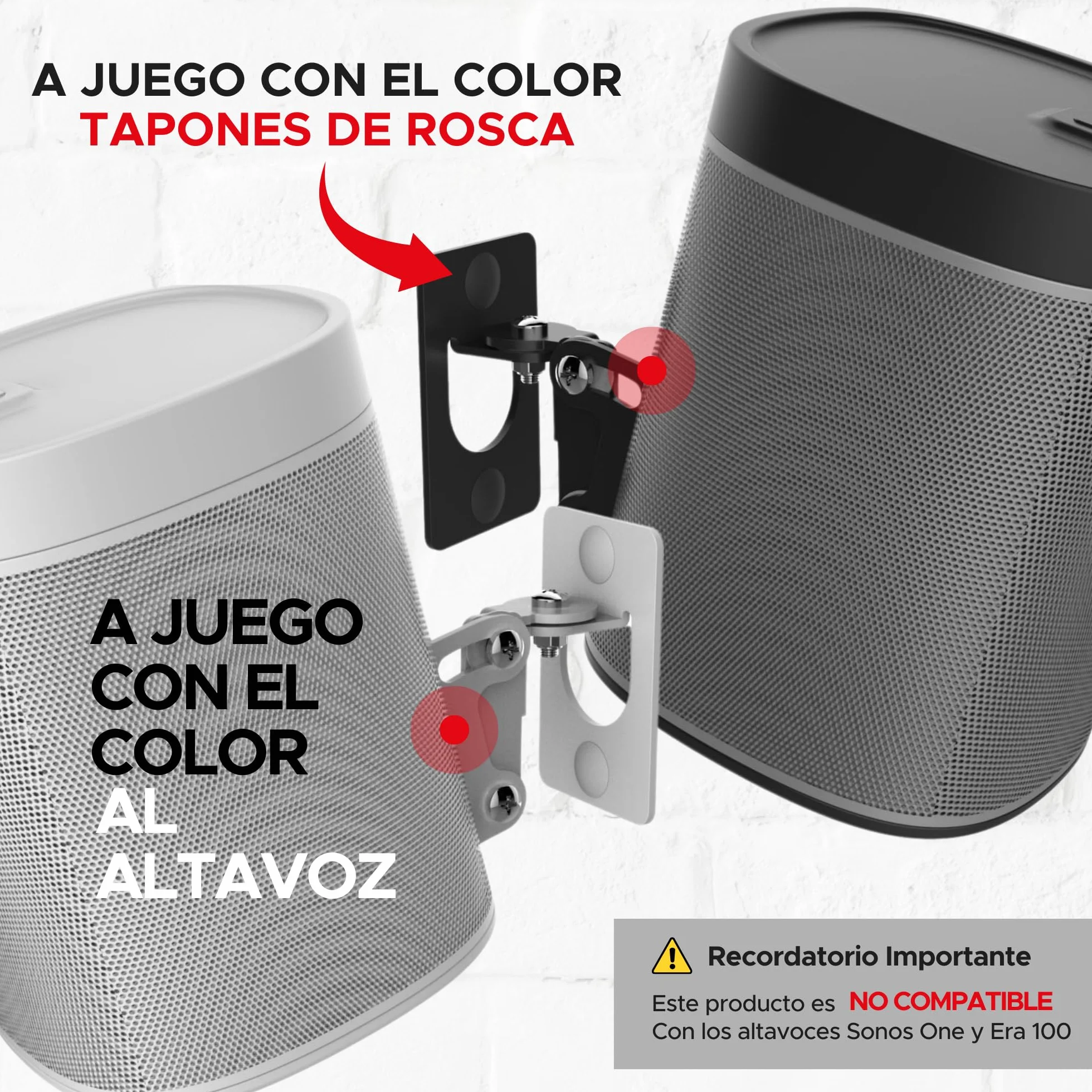 Soporte de Pared Sonos Play:1 Negro, Ajustable Giro e Inclinación