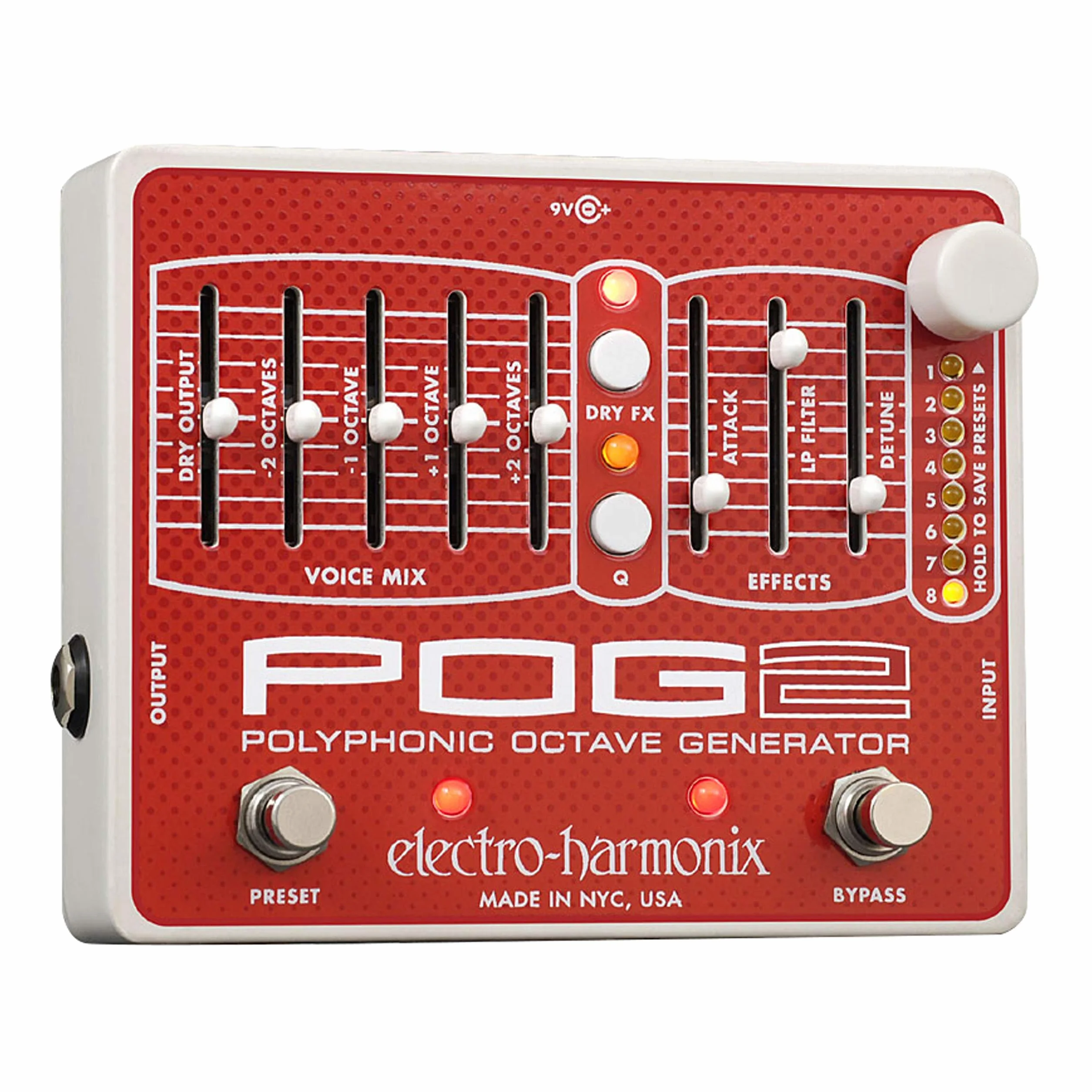 electro-harmonix POG2 Polyph.Octave POG II Pedal - Pedal multiefecto para guitarra, color plateado