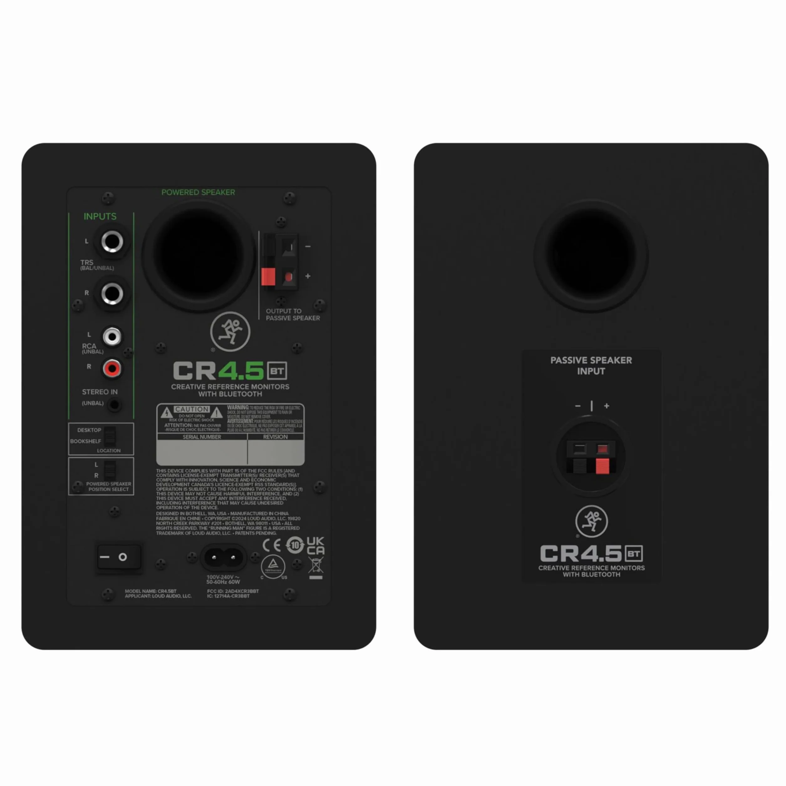 Monitores de estudio activos de 4.5" Mackie CR4.5BT con control de tono y Bluetooth®