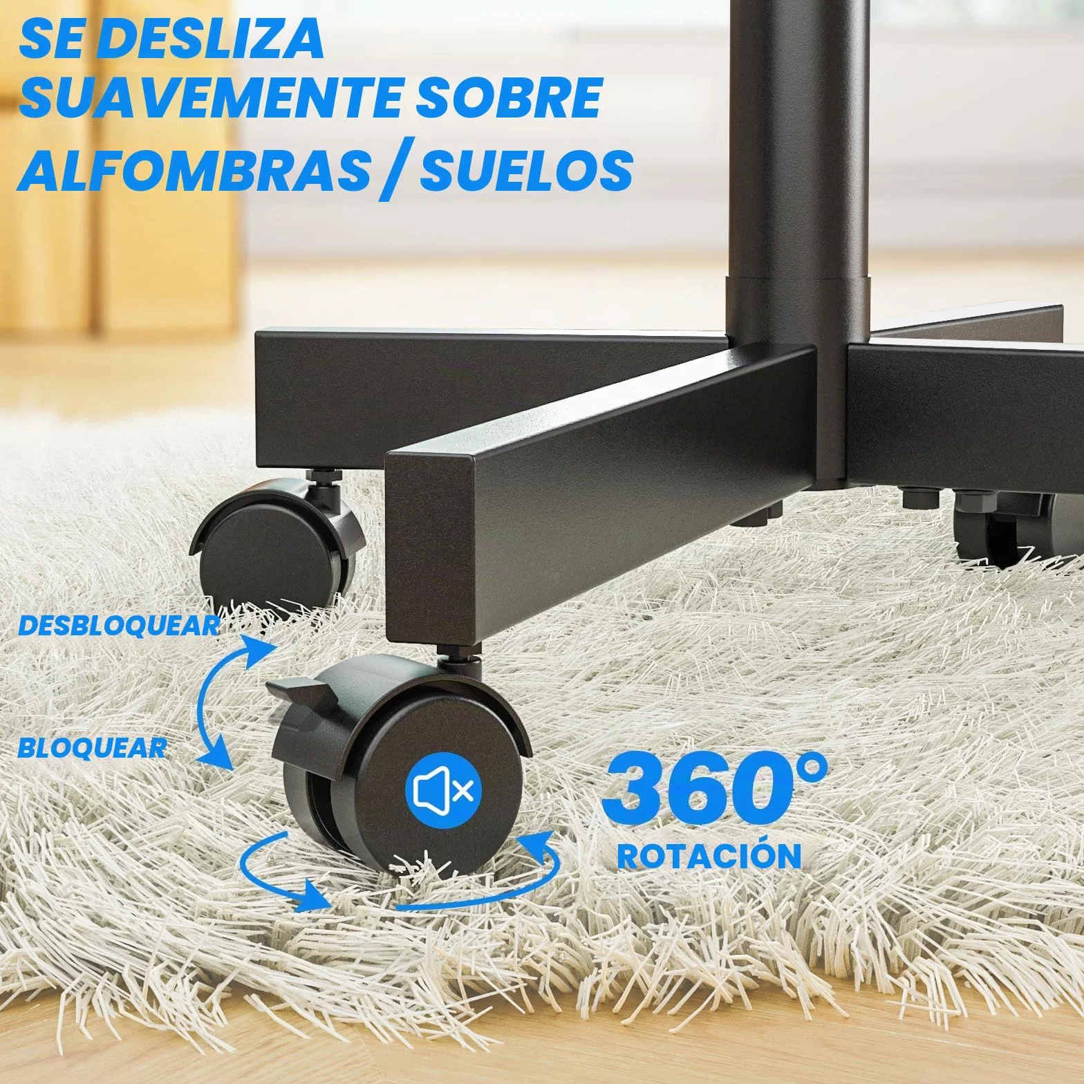 RFIVER Soporte TV Móvil con Ruedas para TV 27-60 Pulgadas, Inclinación +5/-2°, Altura Ajustable, VESA 400x400mm, 40 kg