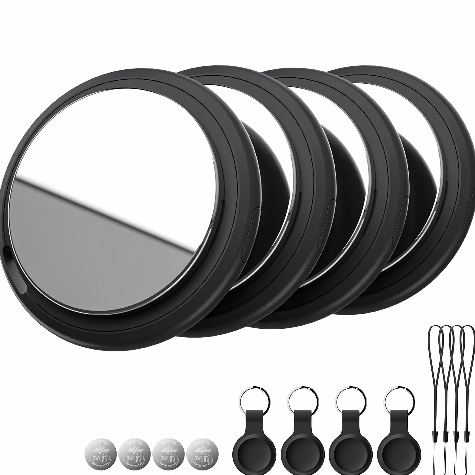 Localizador Smart Air Tracker Tag Funciona con Apple Buscar (Solo iOS), Batería de Repuesto Incluida, Rastreador para Llaves, Coche, Bicicleta, Cartera, Perros, Gatos (Negro, Paquete de 4)