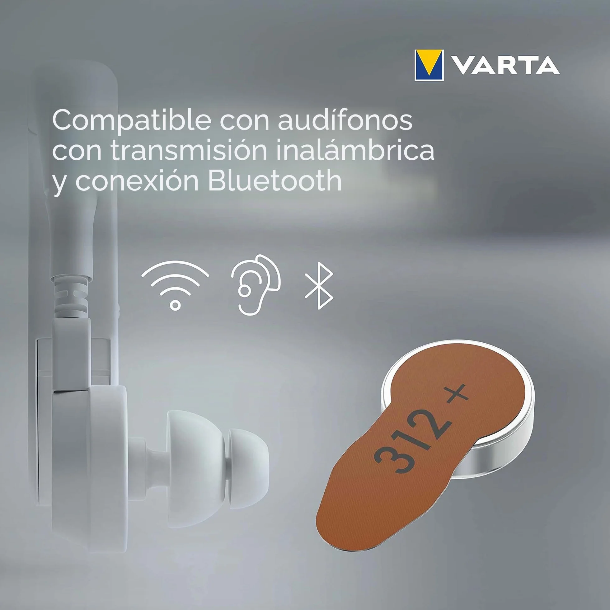VARTA Pilas para aparatos auditivos tipo 312 marrón, paquete de 60, Power on Demand, Made in Germany