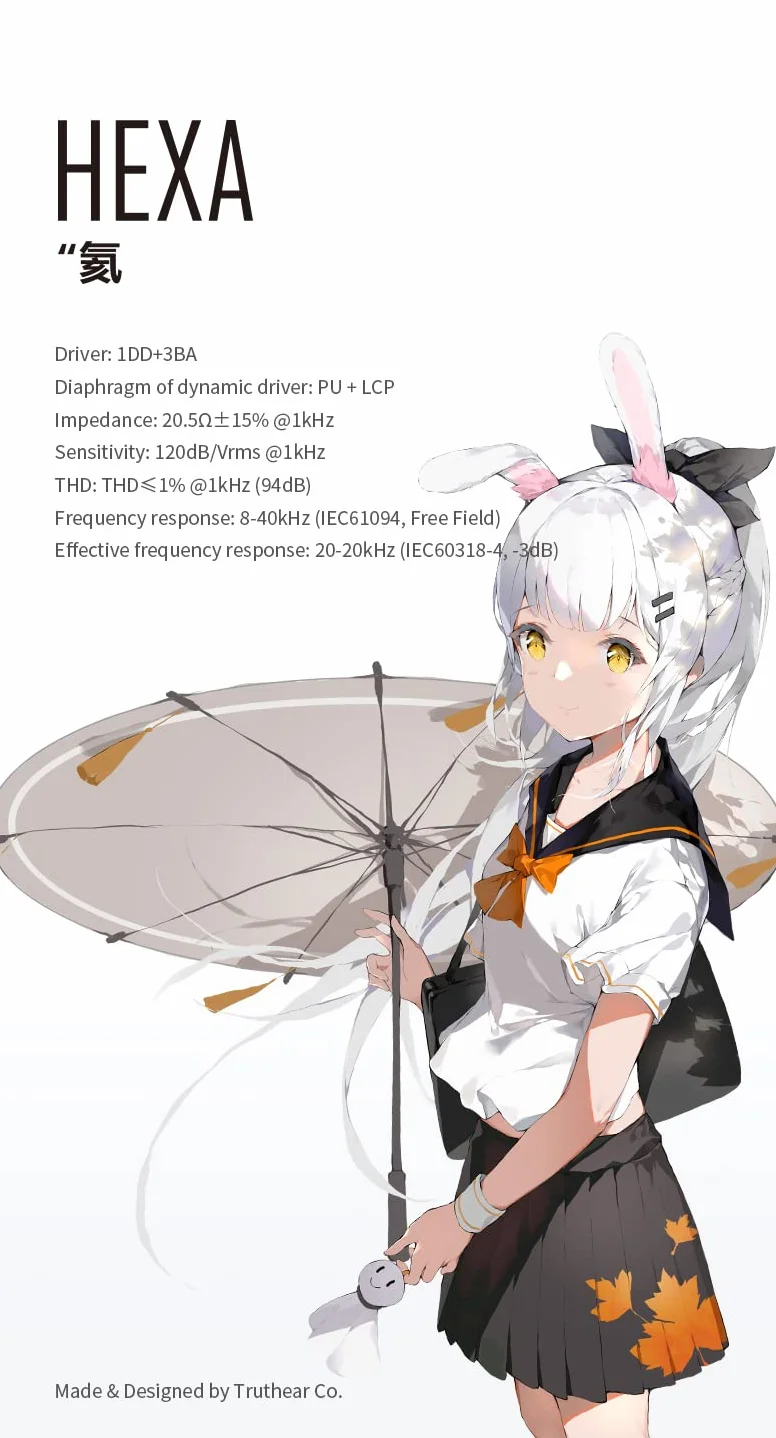 Fanmusic Truthear Hexa 1dd + 3ba Mixed Architecture PU + LCP Dynamic Drive diafragma 0,78 2pin Cable flexible escalable DLP in ear Monitor Headset (Hexa)