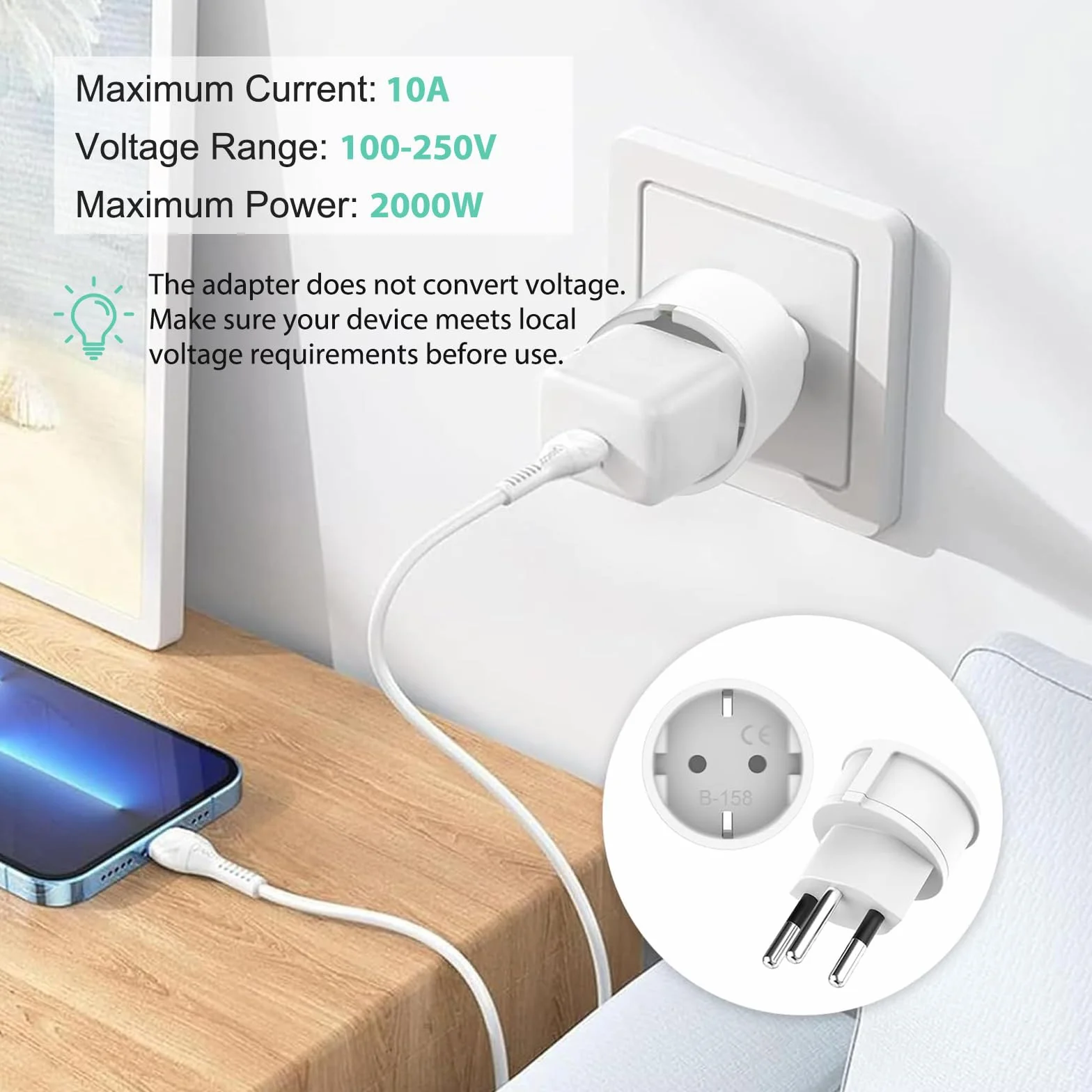 Adaptador Enchufe Suiza 3 Piezas Adaptador Enchufe Europeo/España a Suizo, Adapter de UE a Switzerland, Tipo C/E/F a Tipo J para Maldivas, Ruanda, Liechtenstein