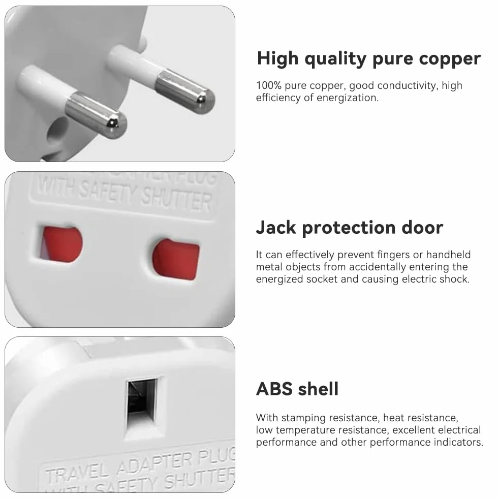 UK to EU Plug Adapter, 6 Piezas Adaptador de Enchufe de UK a Enchufe Europeo, Adaptador Enchufe Ingles a Español,Adaptadors de Viaje U-k a UE/DE/FR/IT/ES (6PCS)