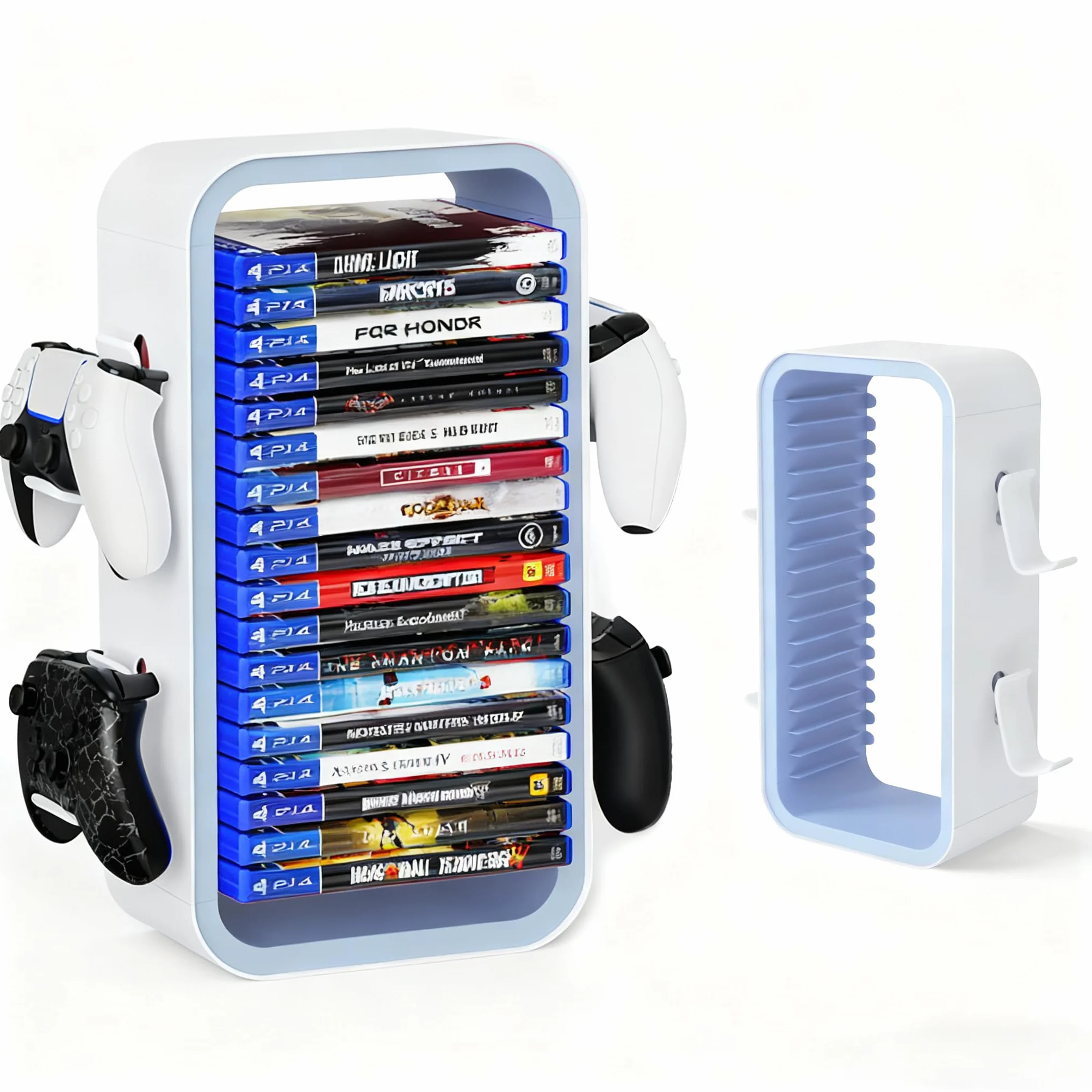OYO-1 Torre de almacenamiento PS5/Xbox/Switch Organizador universal de 18 piezas Soporte para 4 mandos Soporte para caja de discos 40 cm