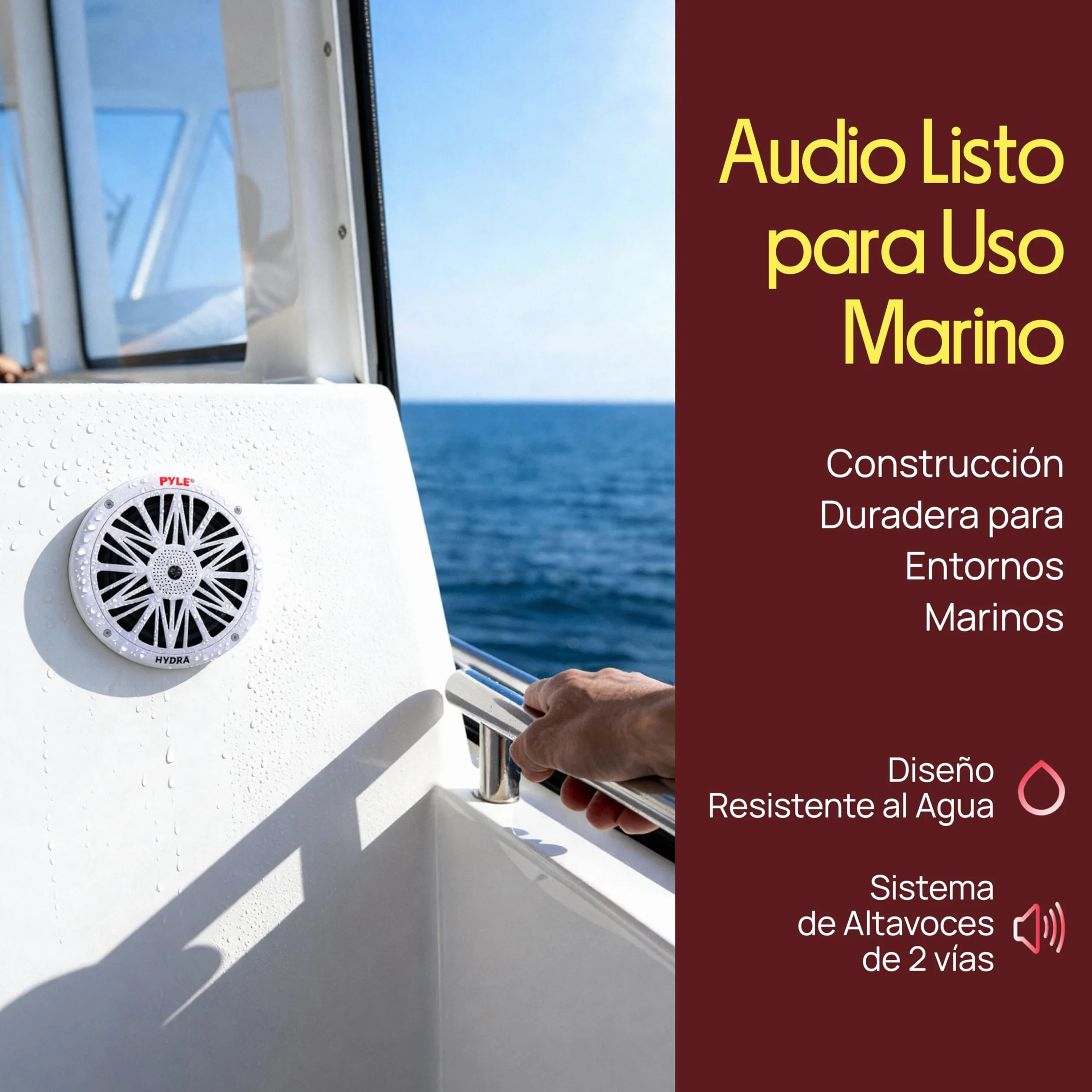 Pyle par de altavoces marinos de 6.5”, Sonido estereo, Exteriores, Resistentes al agua y a la intemperie, potencia de 200V