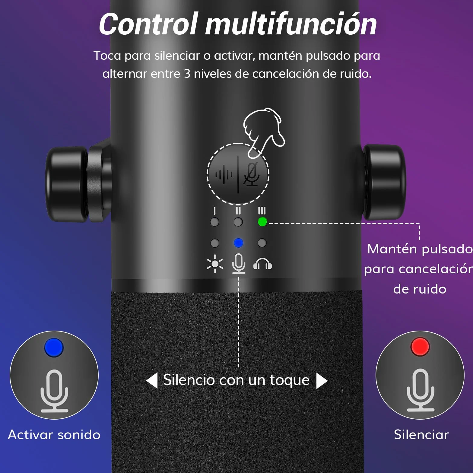 TONOR Microfono de Gaming Dinámico para PC, Micrófono Cardioide Streaming XLR/USB con Brazo para Podcast/Estudio, Cancelación de Ruido IA,RGB Controlable,Conector Auriculares 3,5 mm,Negro,TD510 AIR H+