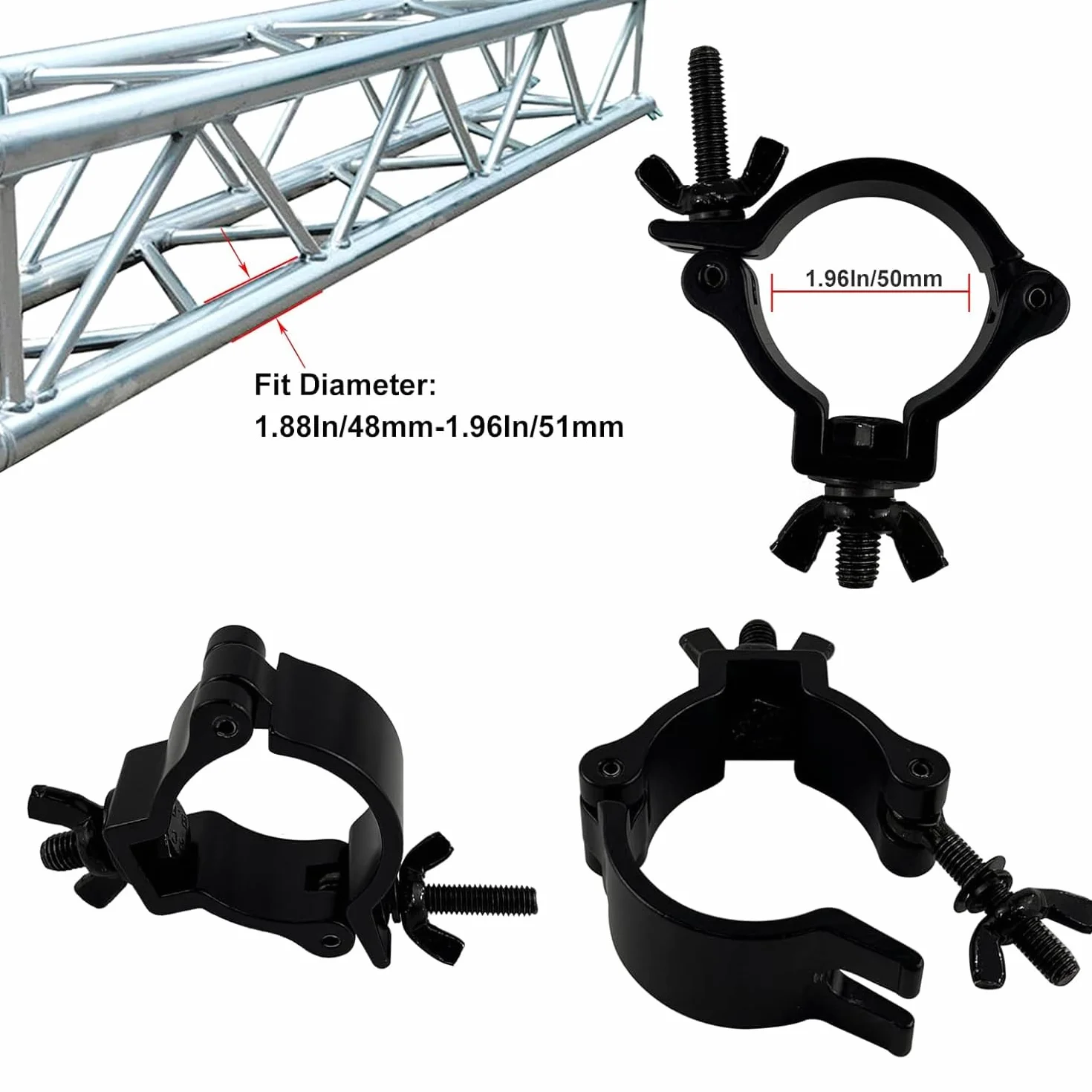 Pinza De Gancho Truss Clamp,10 Pcs Morsetto Per Luci Da Palcoscenico,Para Lámpara 48-52mm,100kg Fuerte Soporte De Carga,Para Iluminación,Iluminación De Escenario,Accesorios De Iluminación Fiesta