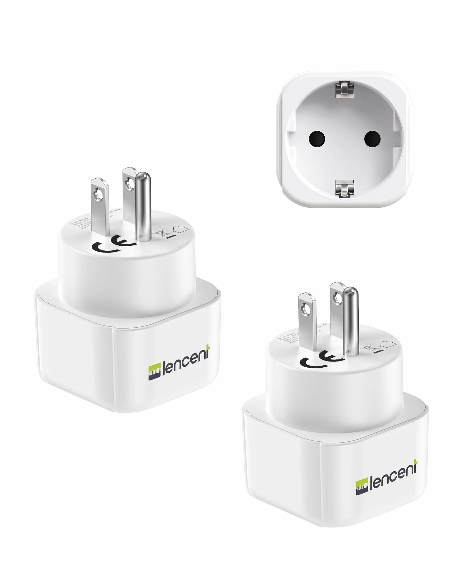 LENCENT 2 Piezas Adaptador Enchufe USA Tipo B de España a EE.UU., Adaptador 2-Pin Europeo a 3-Pin Estados Unidos para Estados Unidos, Canadá, México, Tailandia, Colombia, Dominicano, Cuba