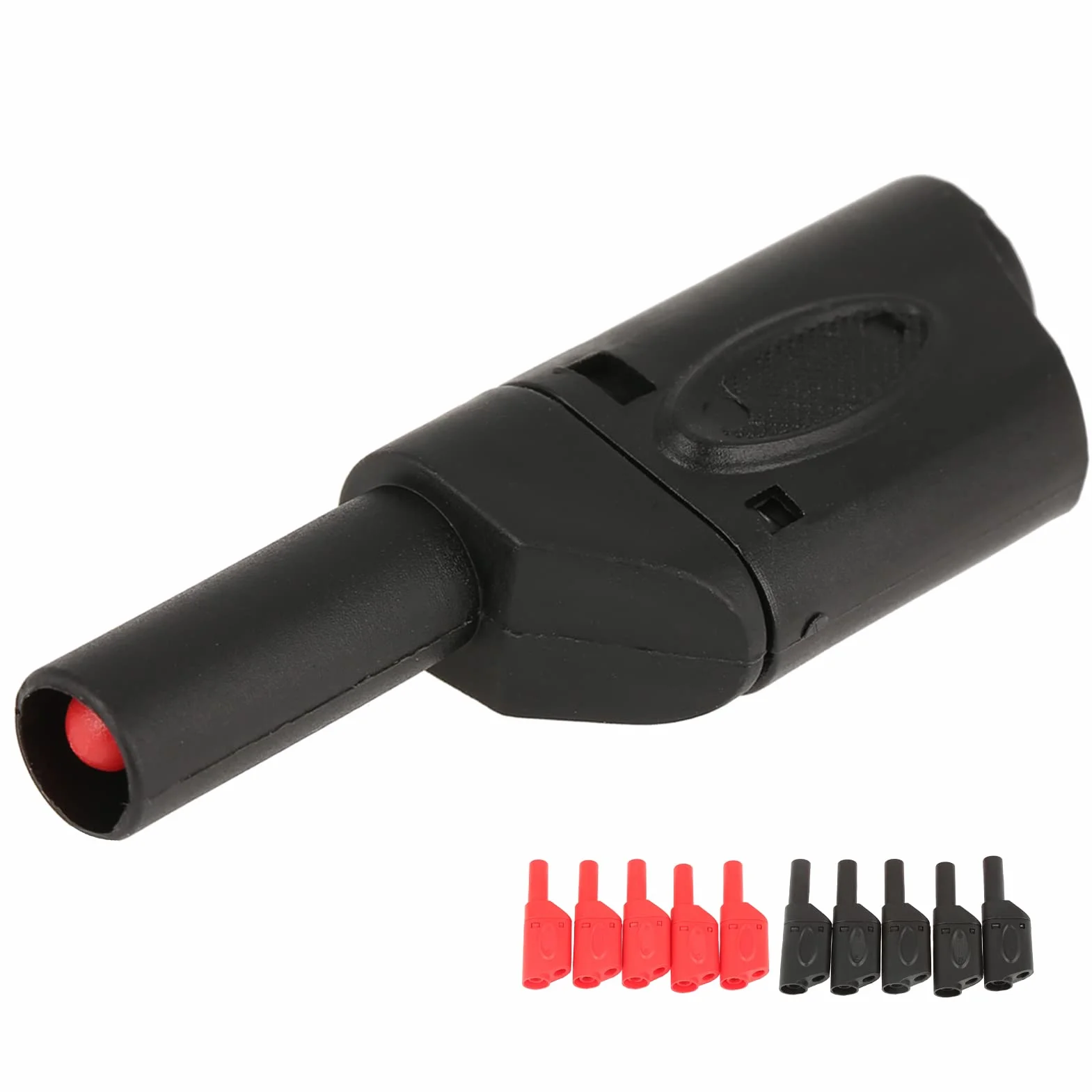 Conectores Banana 4mm Apilables Aislados Seguridad - 10 Unidades (Rojo y Negro) - YWBL-WH