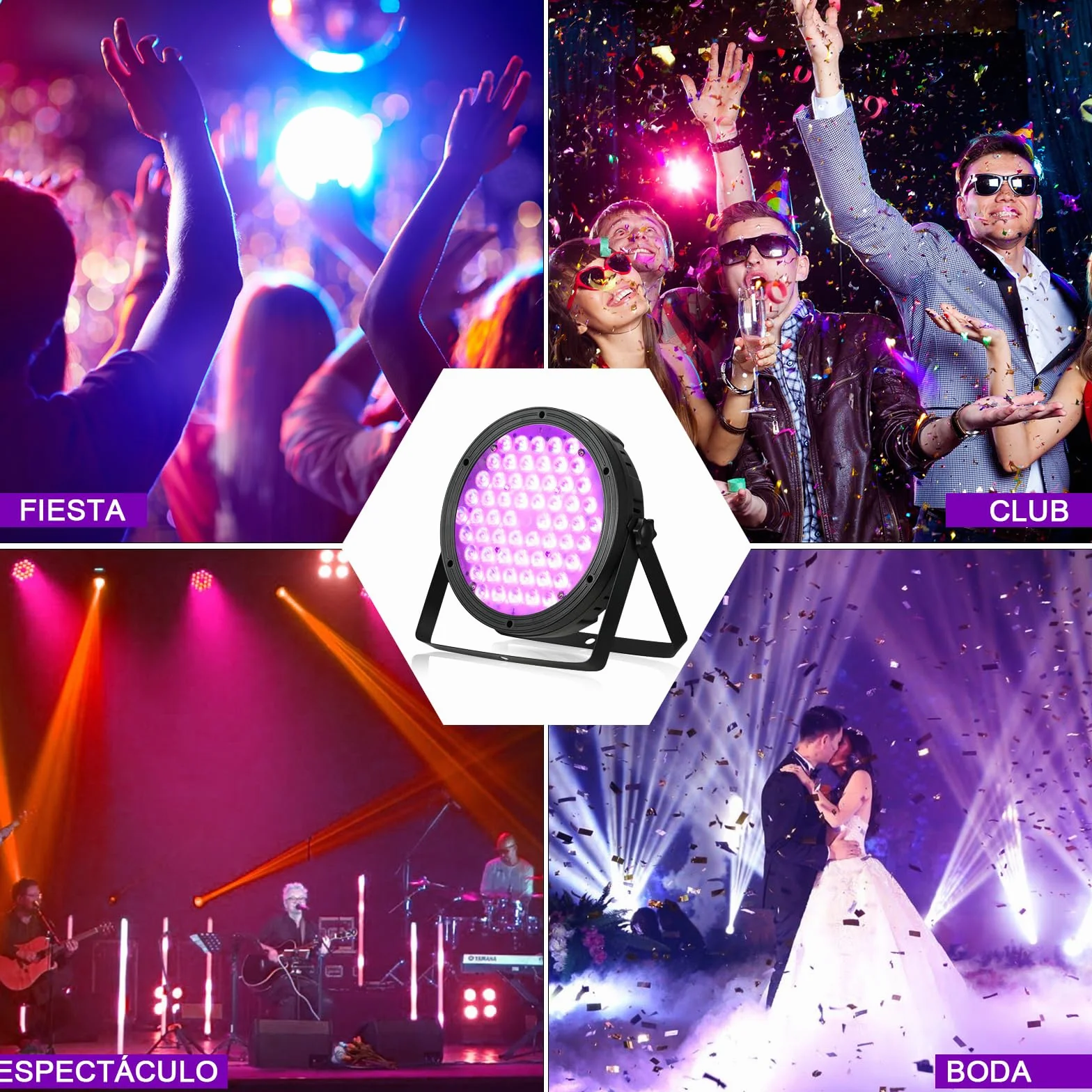 BETOPPER Luz de Escenario RGBW 4-in-1 luces dj 120W DMX LED Par Light Disco Lights DJ Sonido activado Party Lights para Iglesias, Bodas, Bandas, Drama, Club, Luces de Fiesta de Navidad LPC120 (4Pieza)